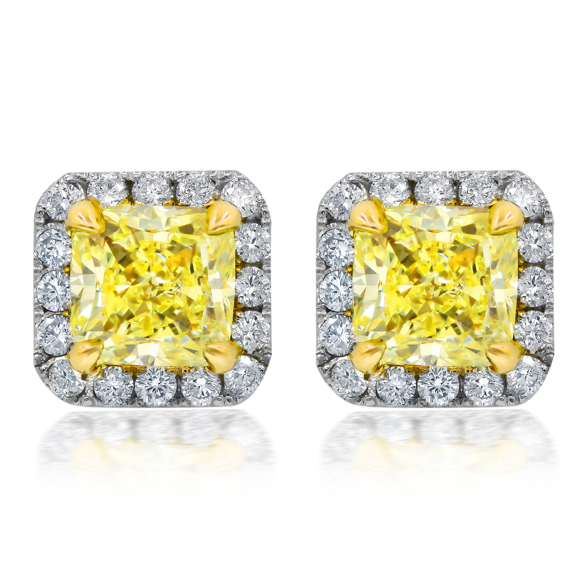 3.01ct Fancy Yellow Diamond Halo Stud Earring.jpg