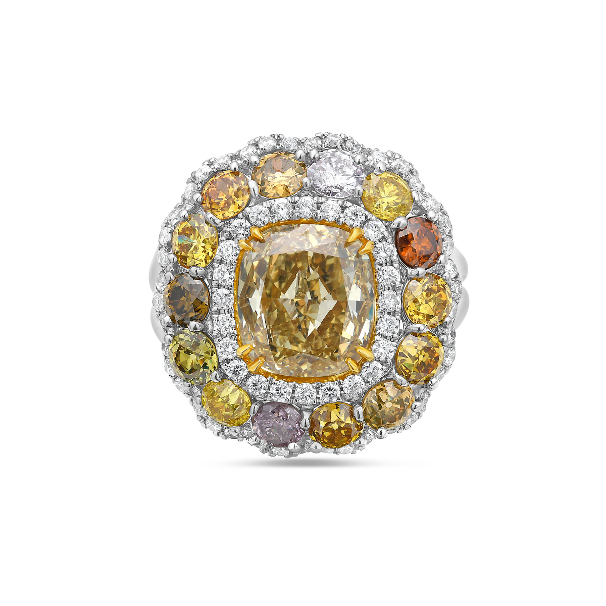 3.02ct Fancy Brown Cushion Cut With Round Diamond