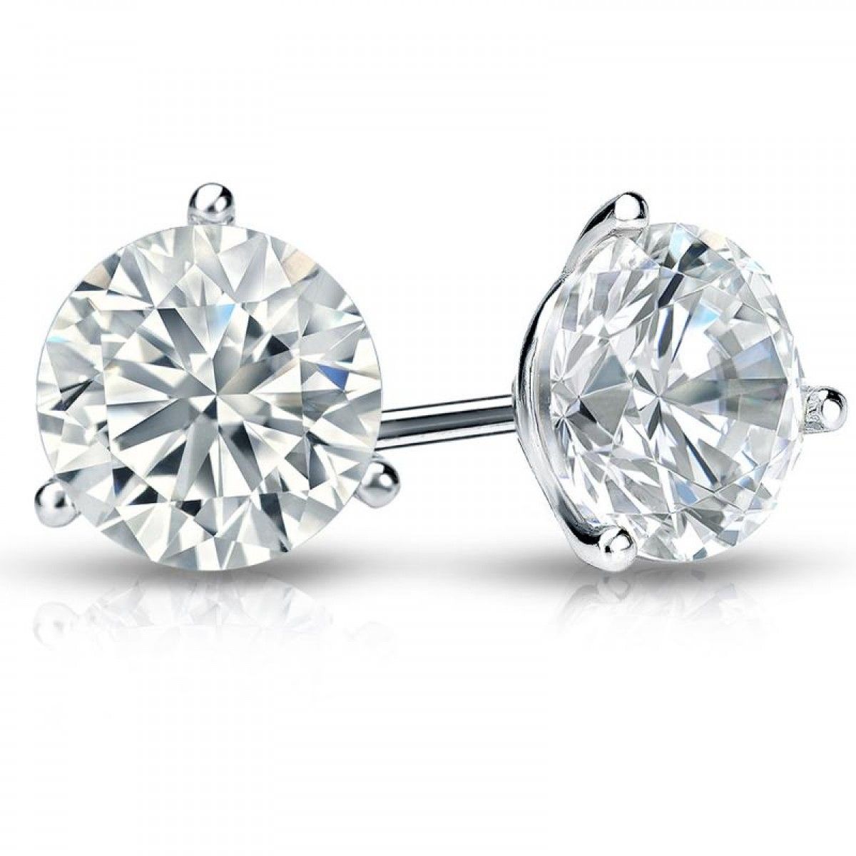 3.05ct Martini Diamond Stud Earrings | 14kt White Gold