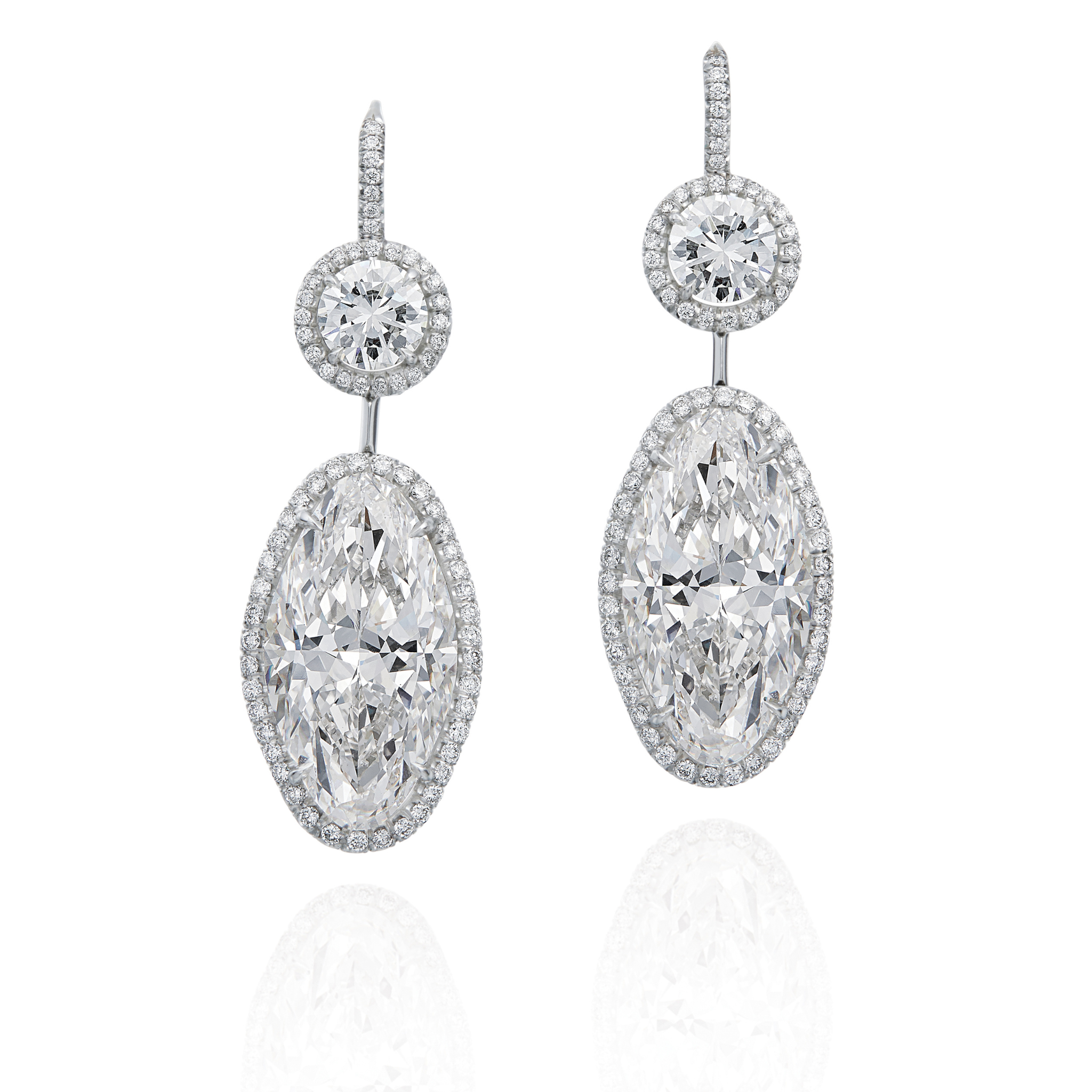diamond drop earrings on ear