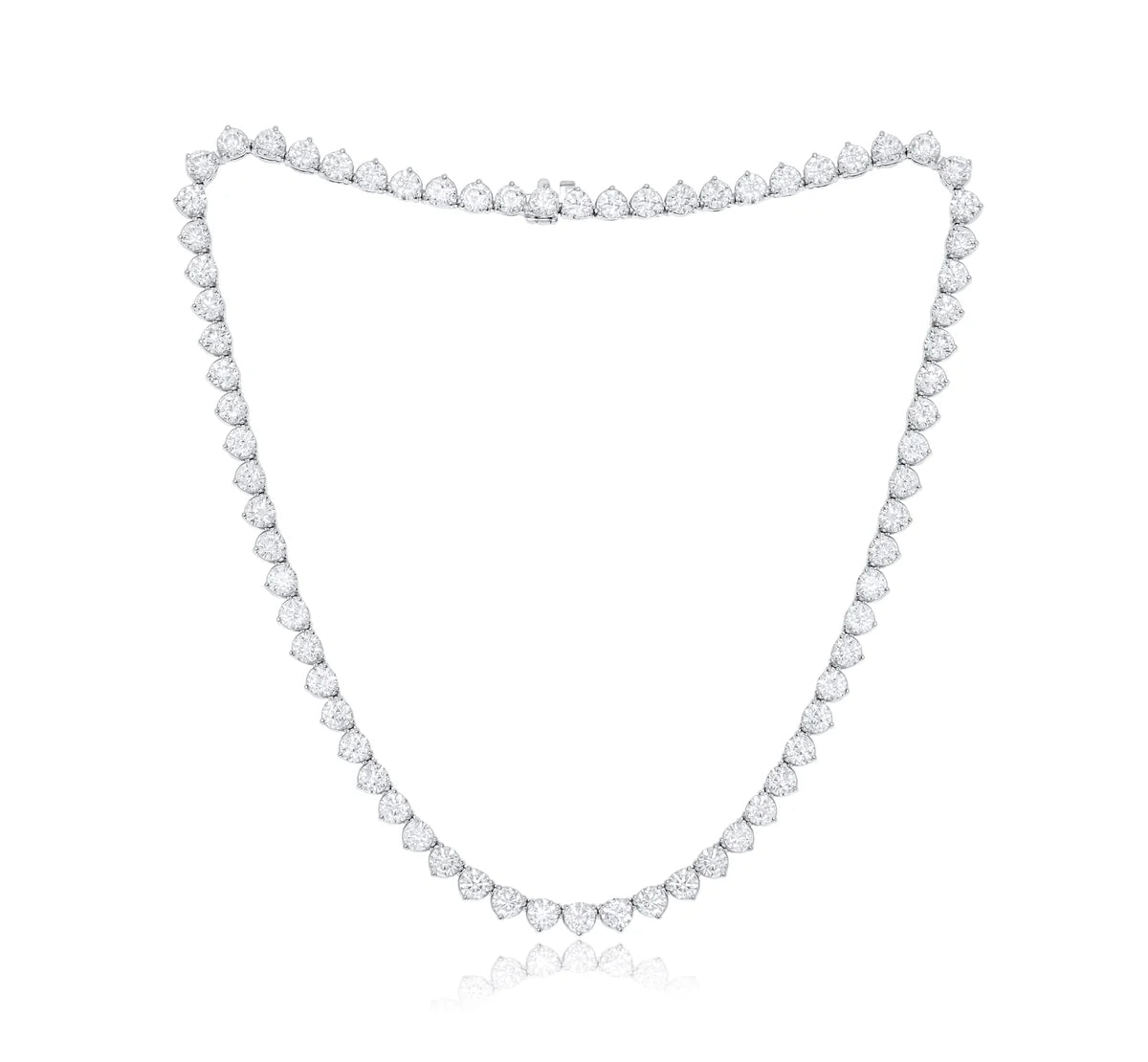 3-Prong Round Diamond Tennis Necklace, 14K or 18K Gold