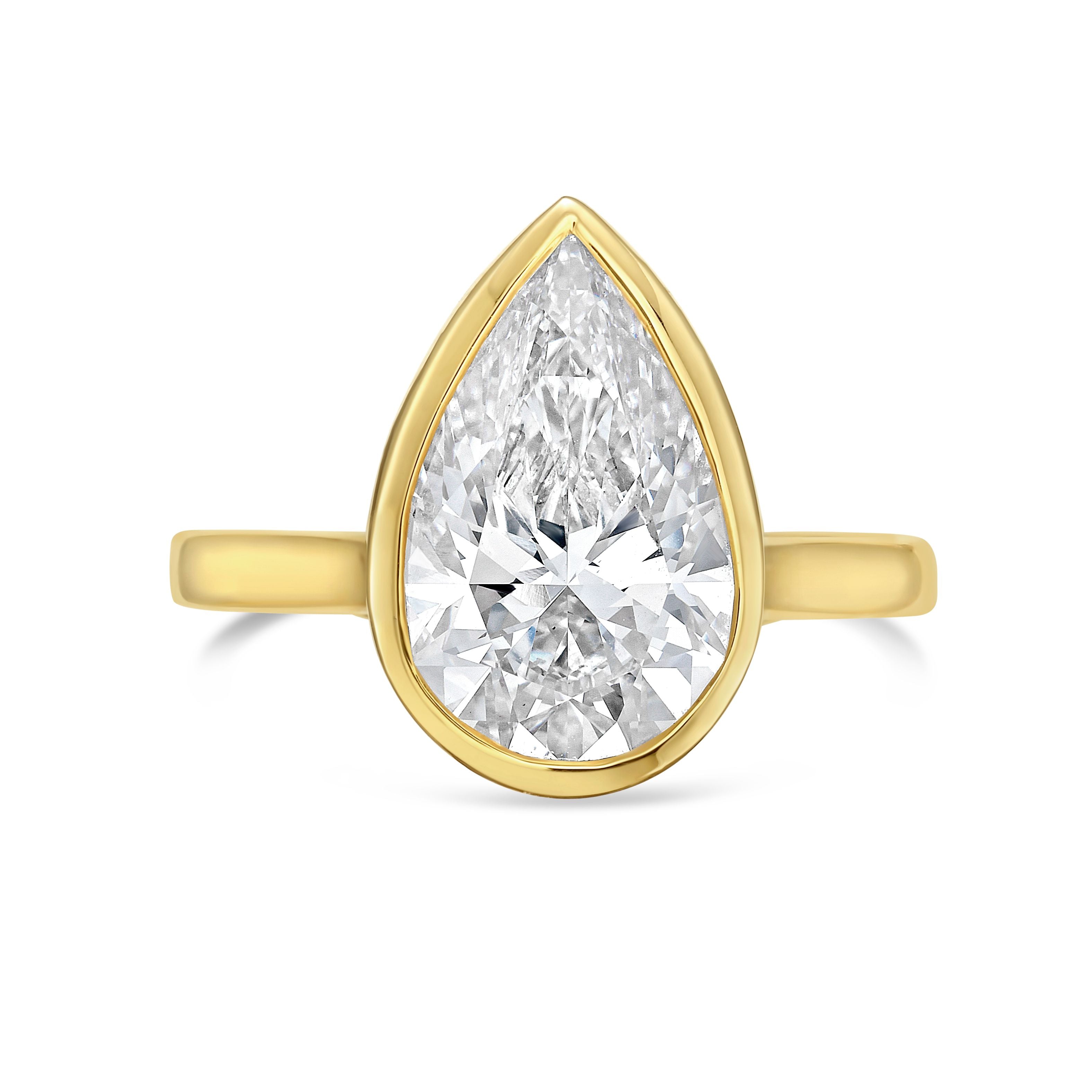 Lab-Grown Pear Bezel Ring