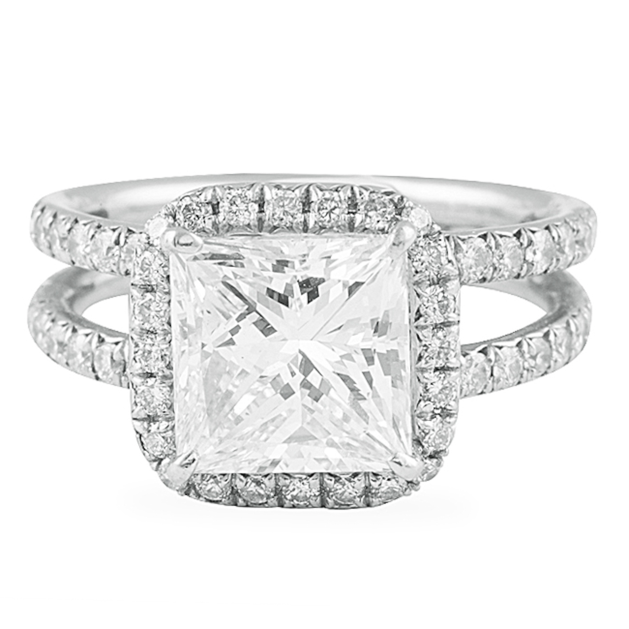 3ct Princess Cut Diamond Halo Engagement Ring