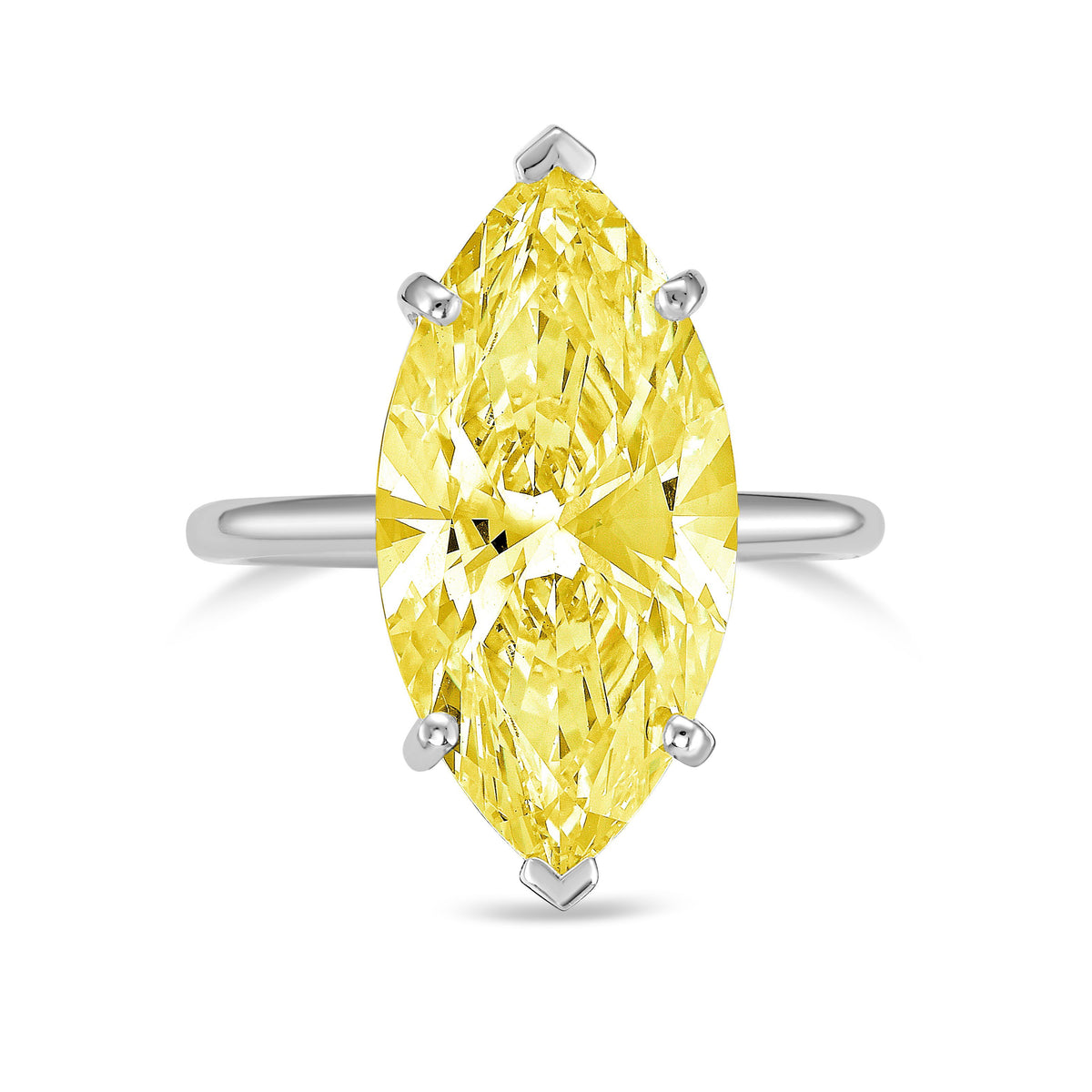 Lab-Grown Yellow Marquise Diamond Solitaire Ring, 14K Gold