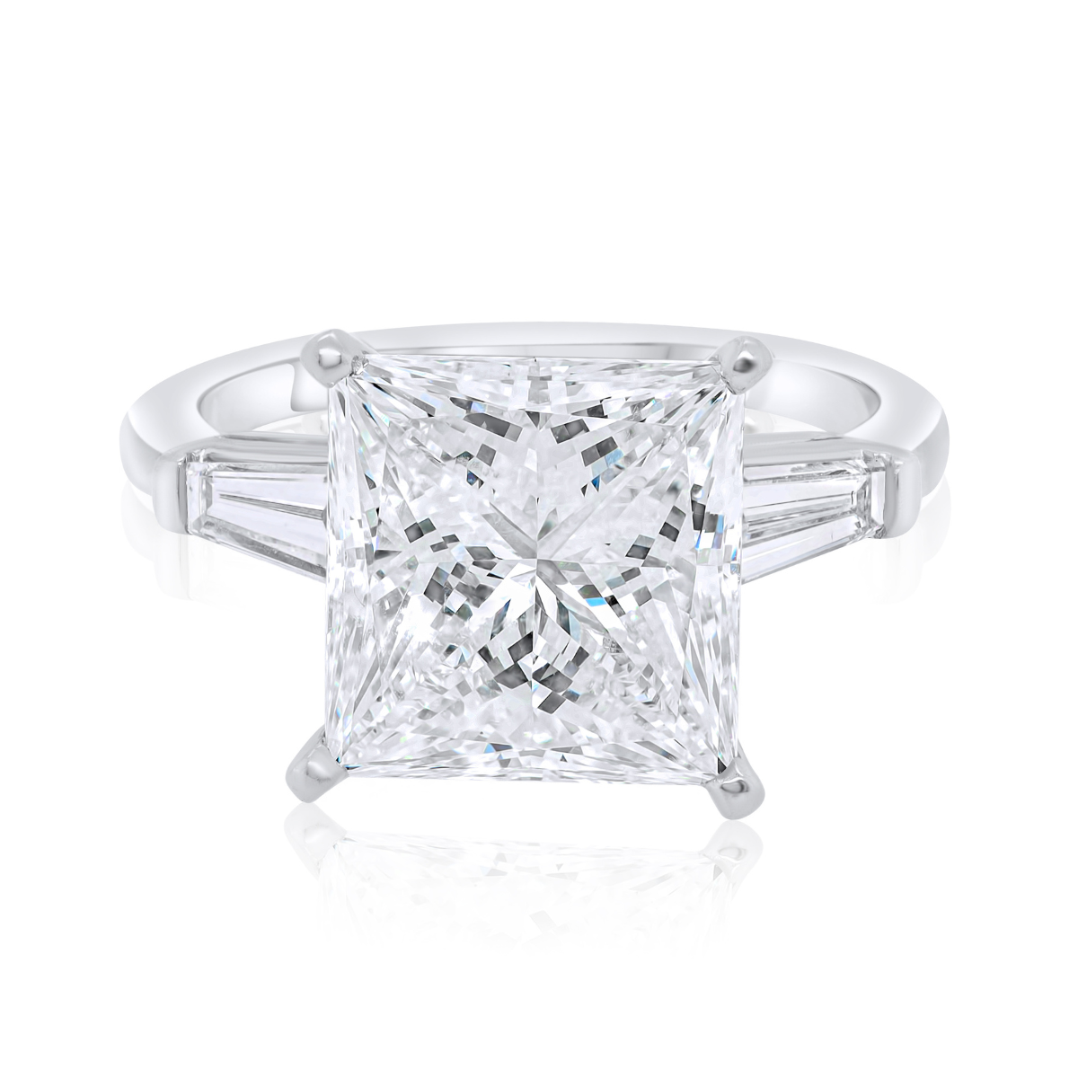4.30ct Princess Cut With Side Baguettes Set Diamonds Ring