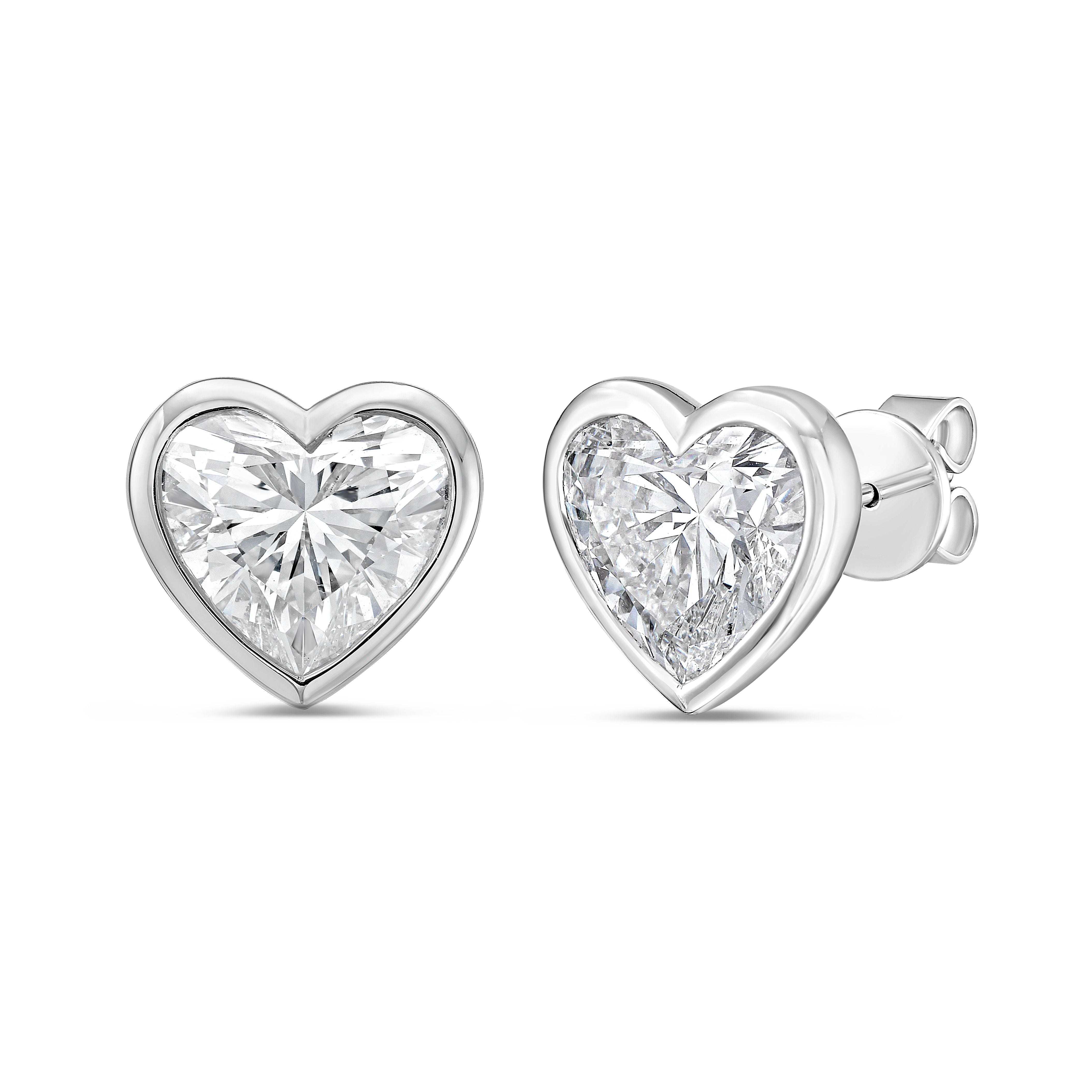 Lab Grown Heart Bezel Studs