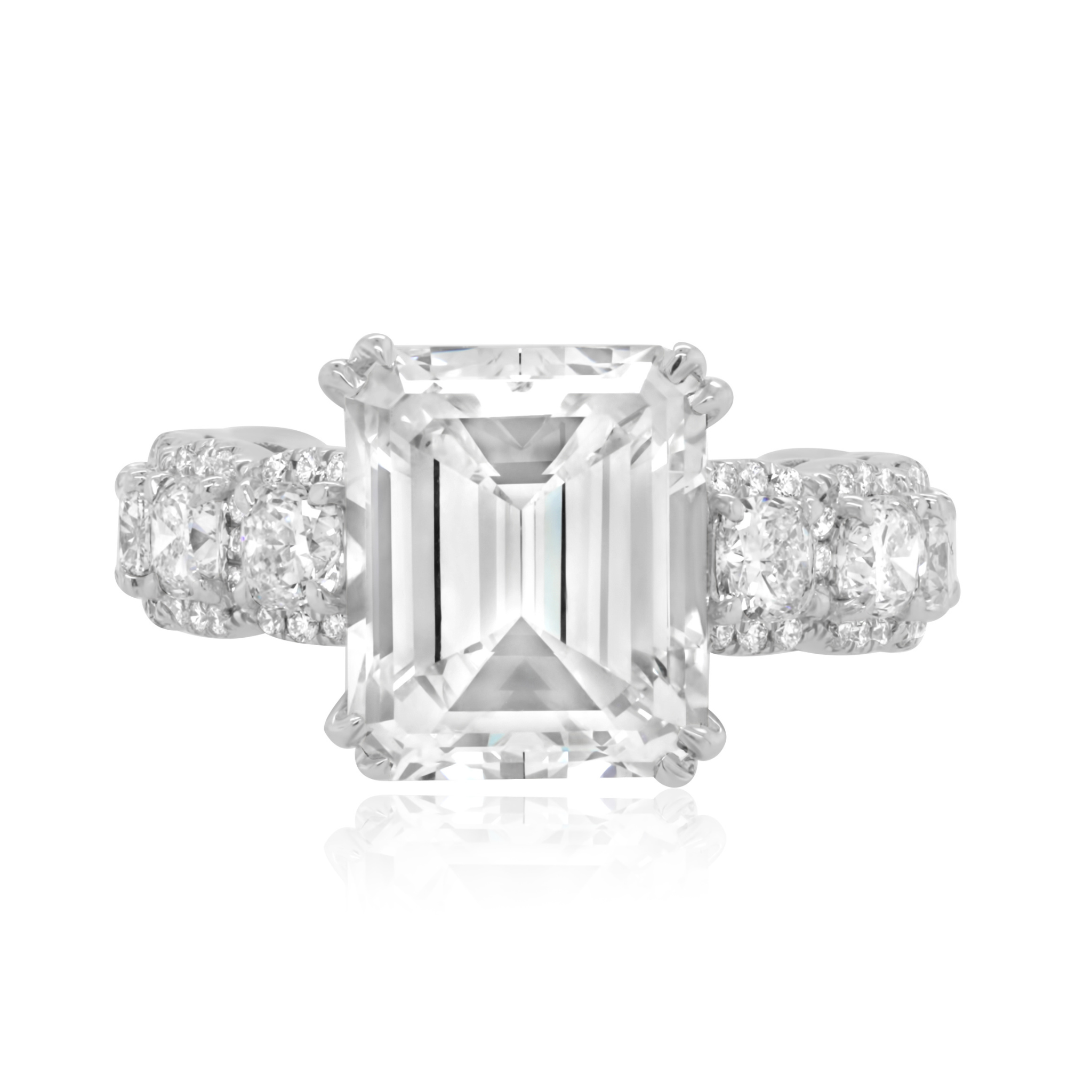5.04ct Center Emerald Cut Pave Diamond Ring