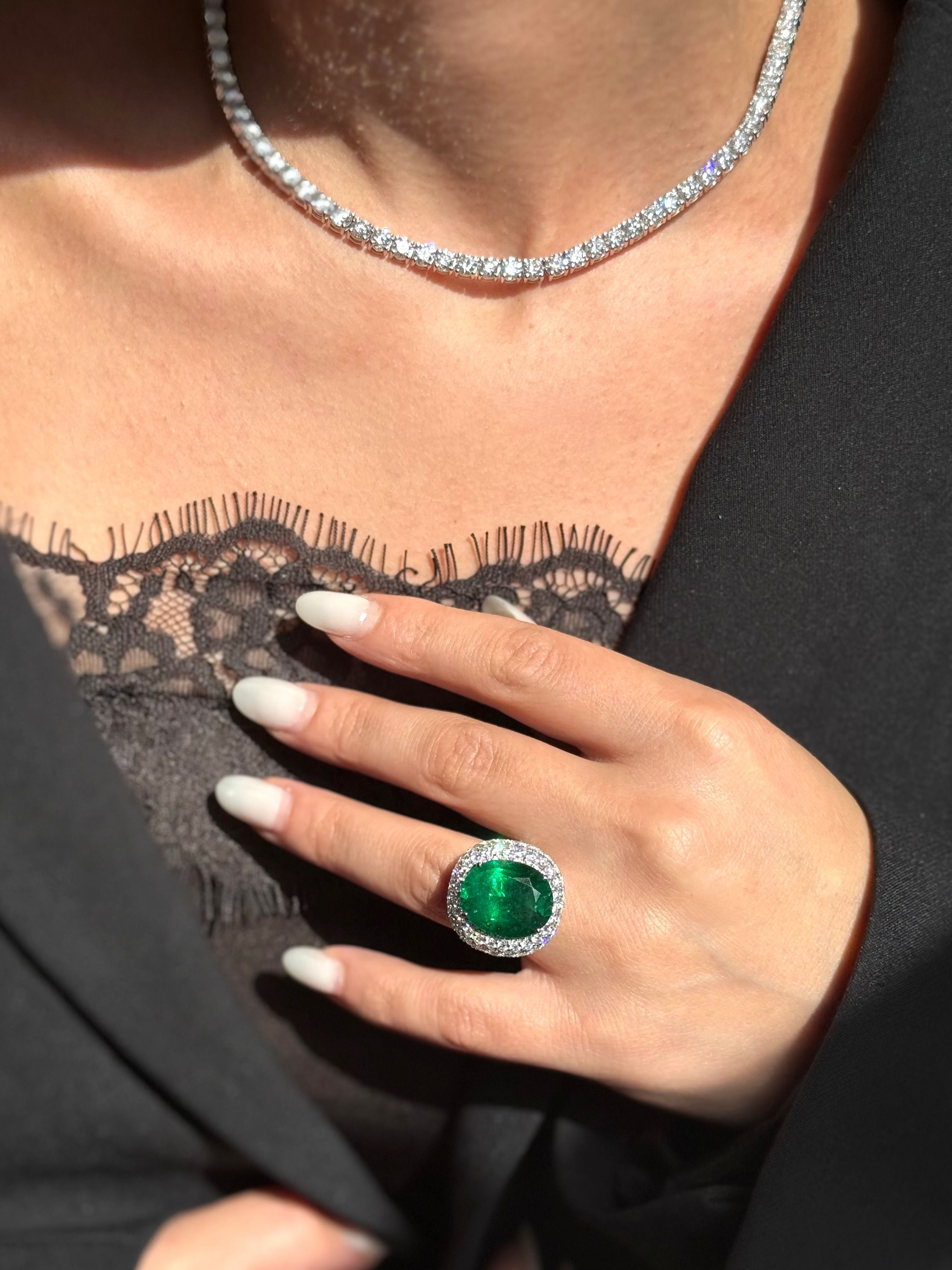 Oval Emerald Halo Ring