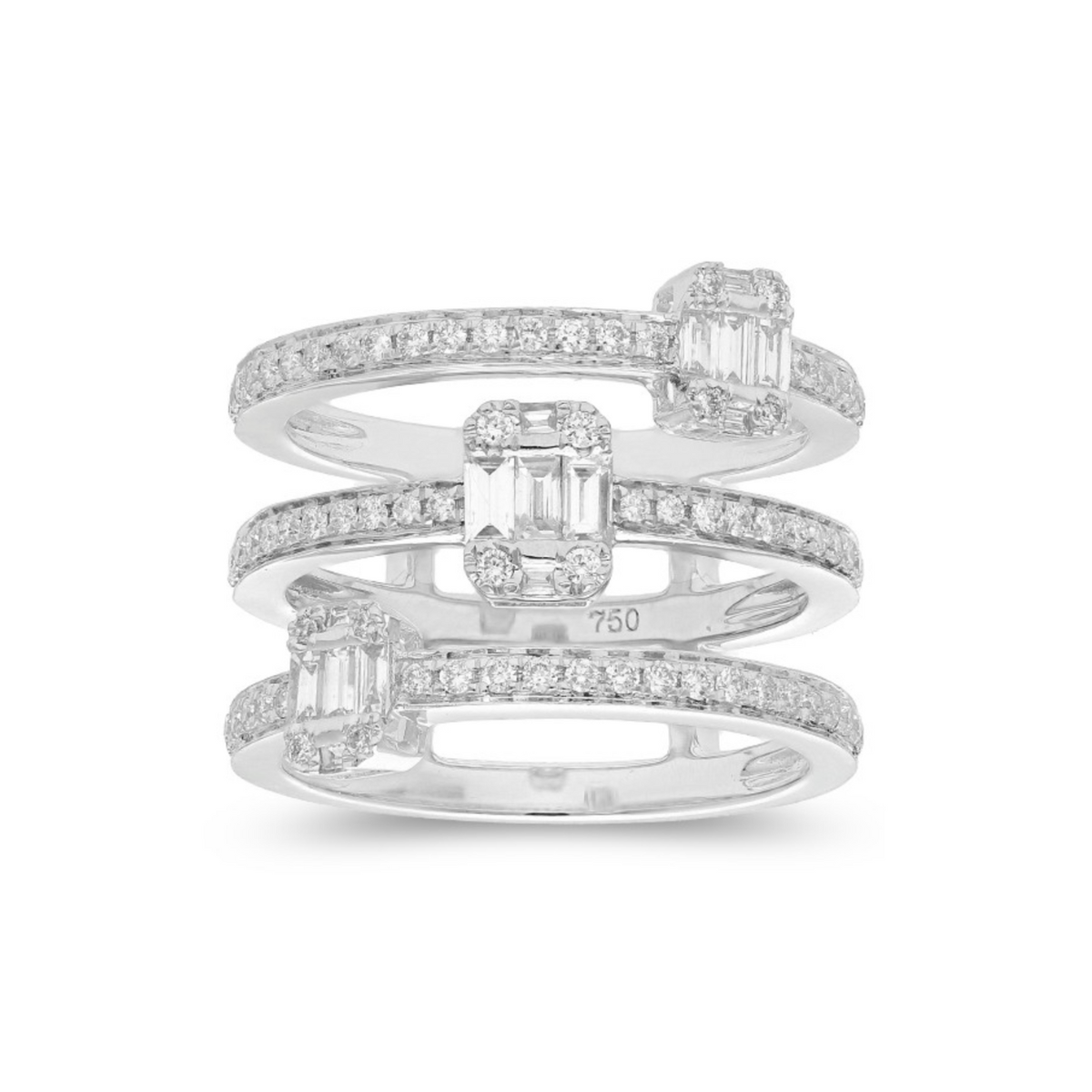 3 Row Baguette Stack Ring
