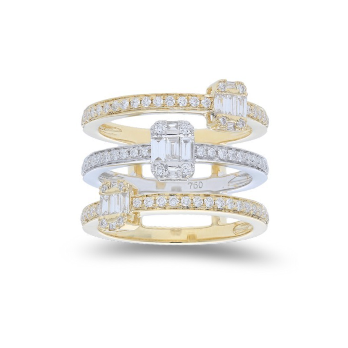 3 Row Baguette Stack Ring