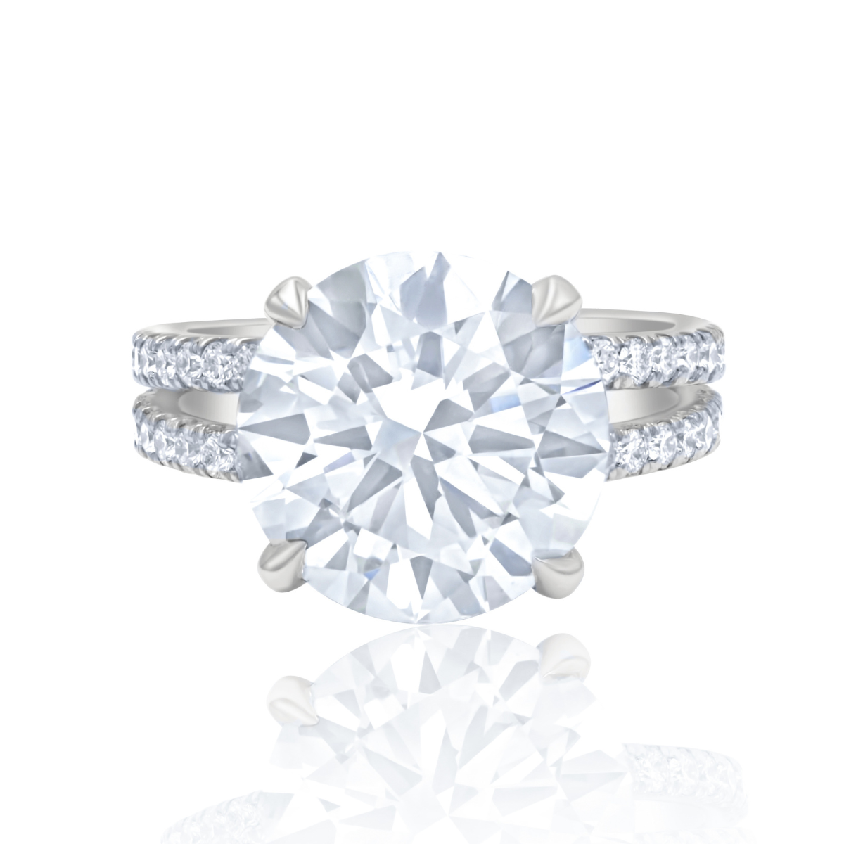 6.30ct Round Diamond Split-Shank Pave Ring