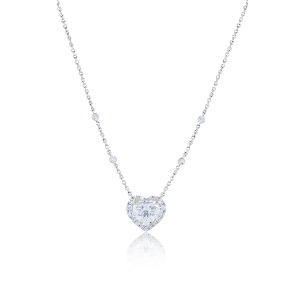 6.94ct heart diamond by the yard necklace in 18K white gold, GIA certified