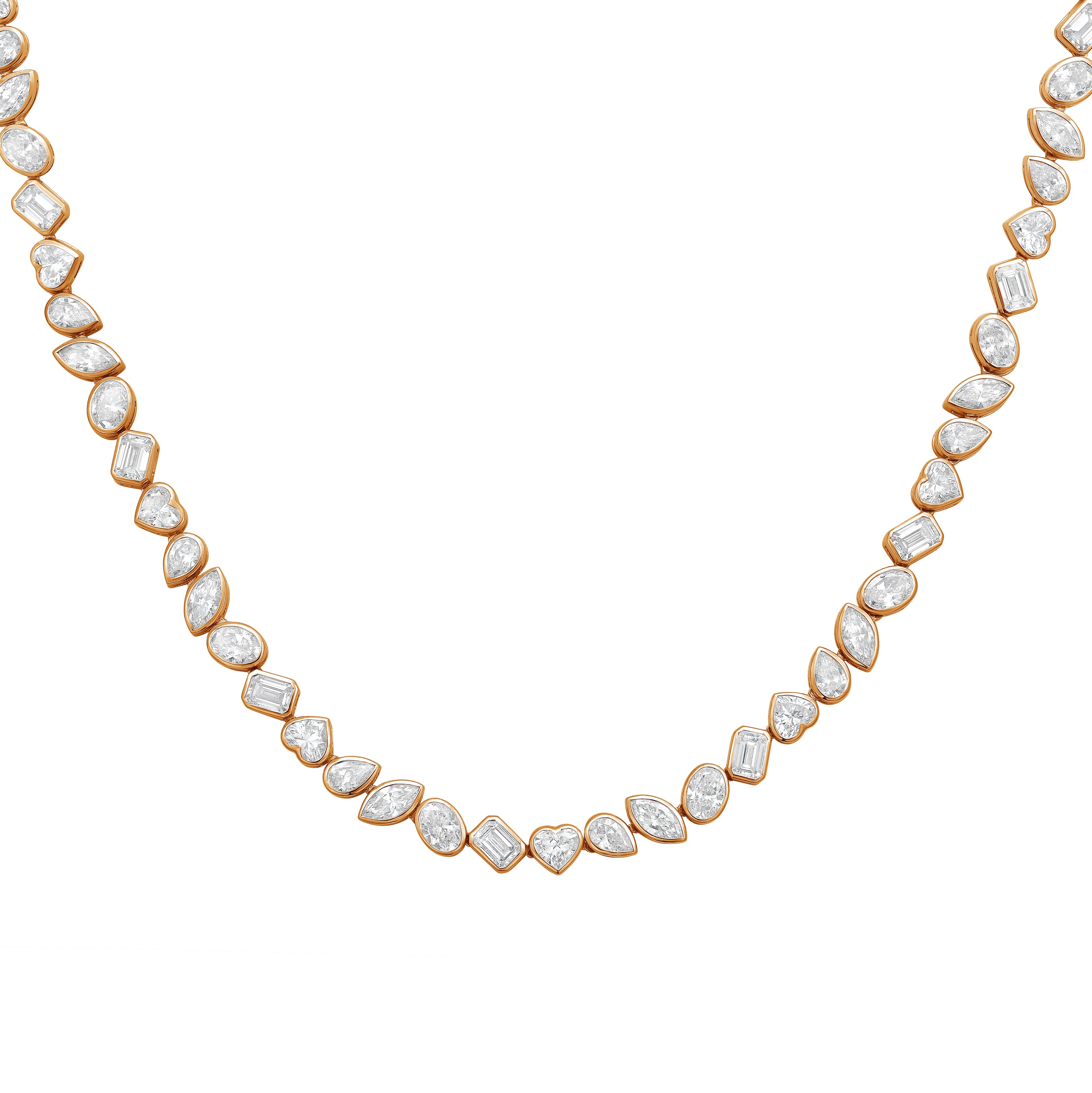 Lab Grown Multi-Cut Diamond Slanted Bezel Necklace