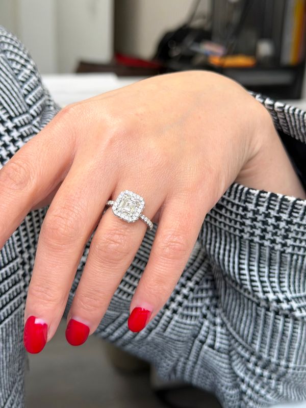 2.01ct Emerald Cut Diamond Halo Ring