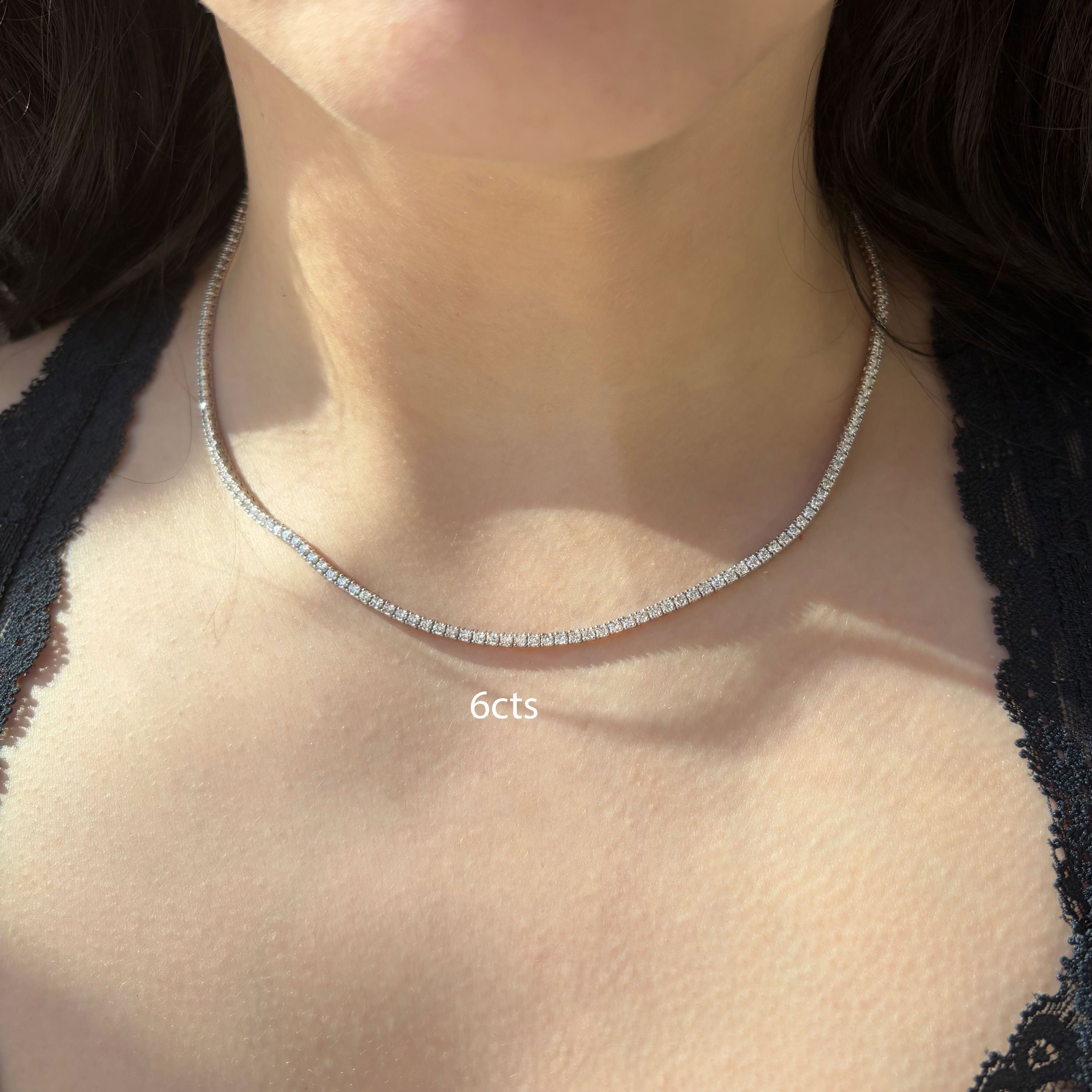 Lab Grown Round Diamond Tennis Necklace