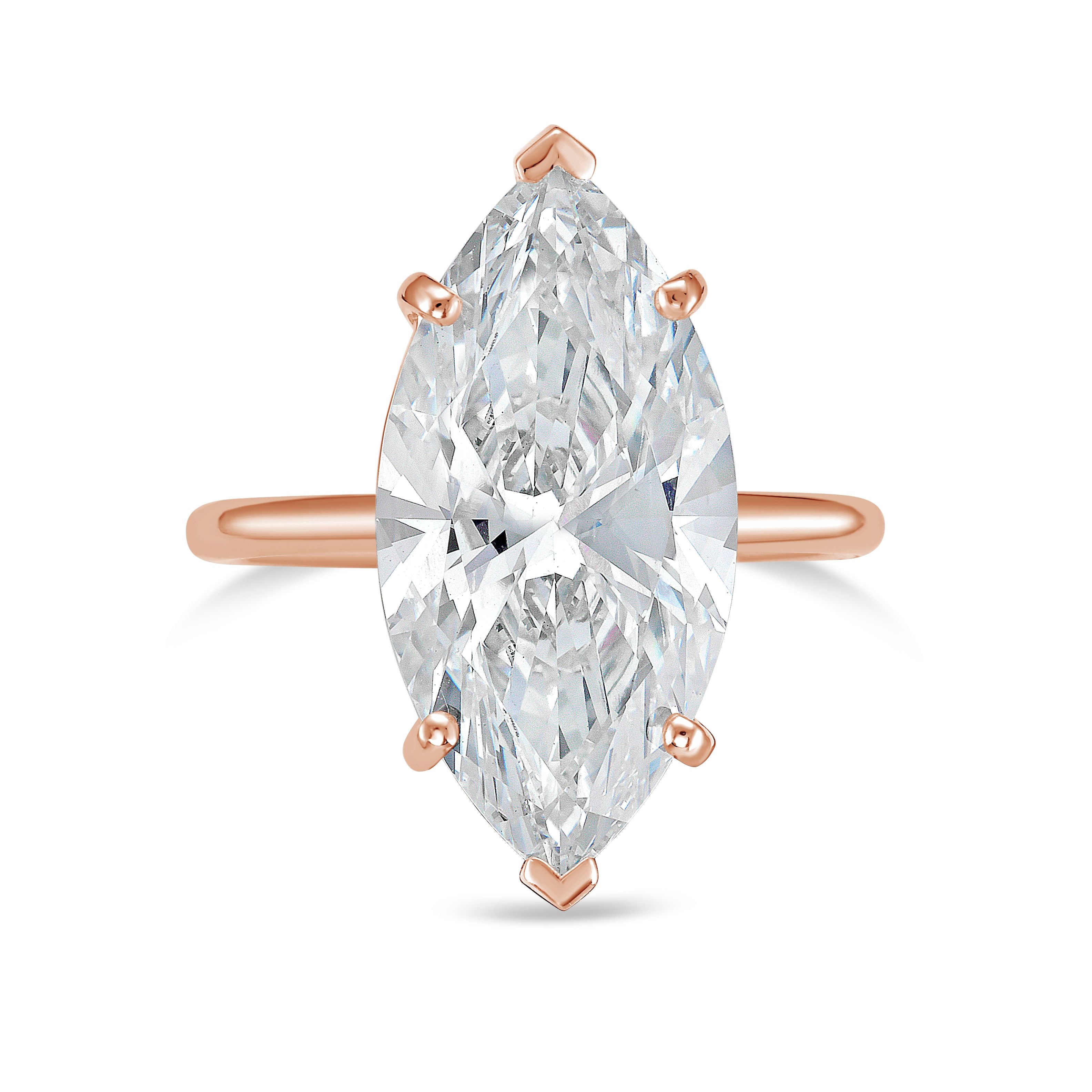 Lab Grown Marquise Diamond Solitaire Engagement Ring