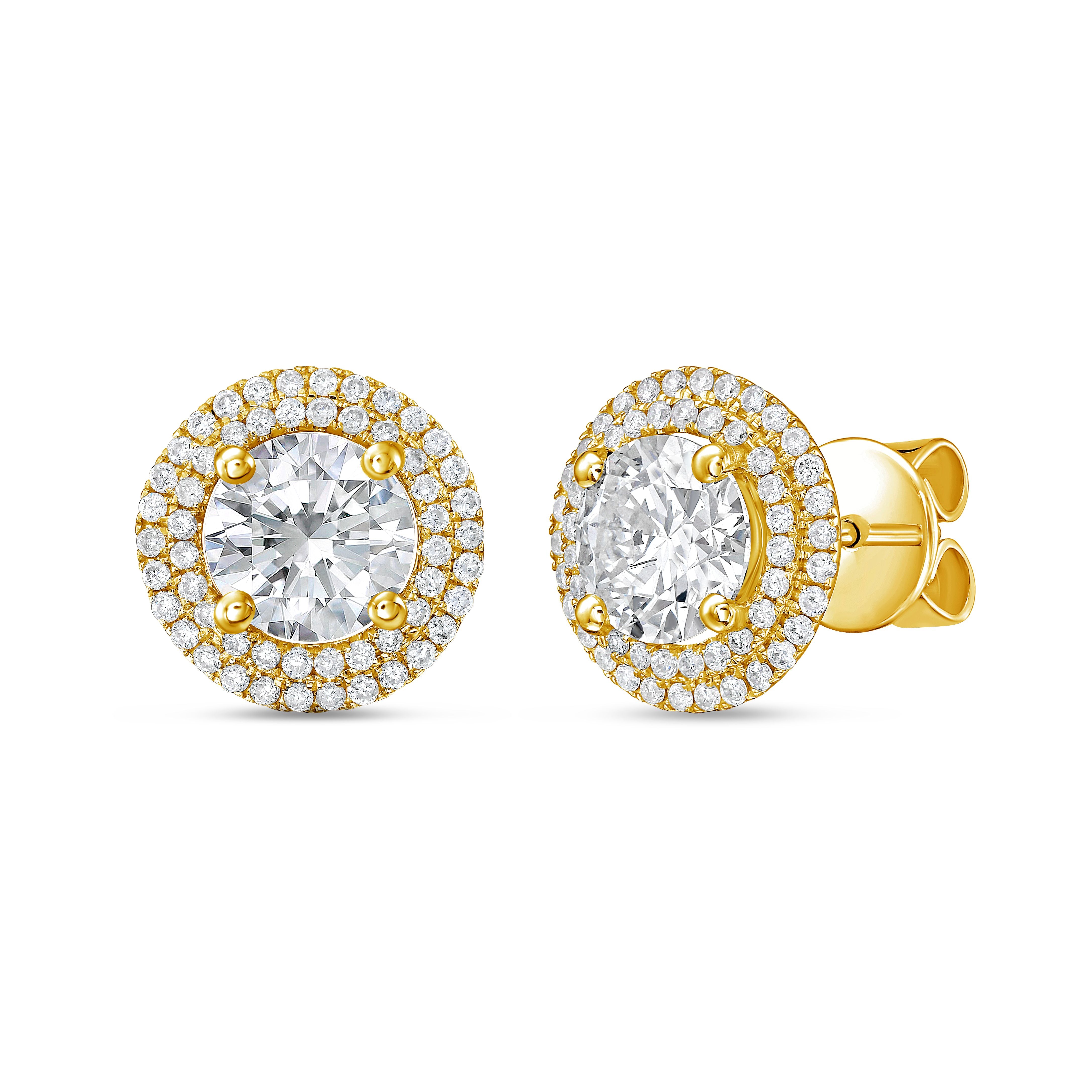 Lab Grown Double Halo Studs