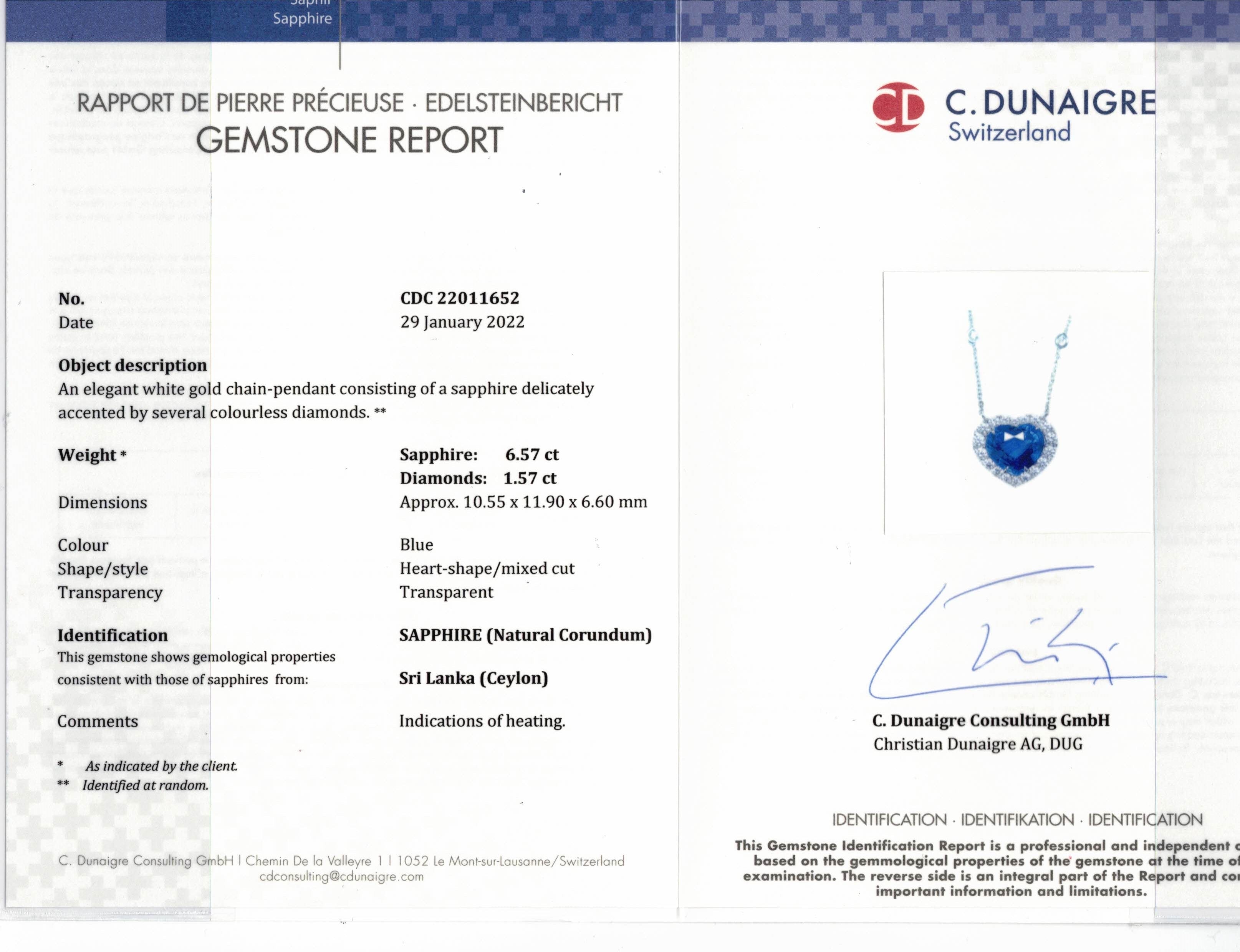 Heart Shaped Blue Sapphire & Diamond Pendant