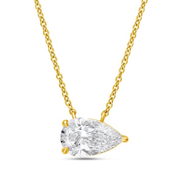 Lab Grown Pear Diamond East West Pendant