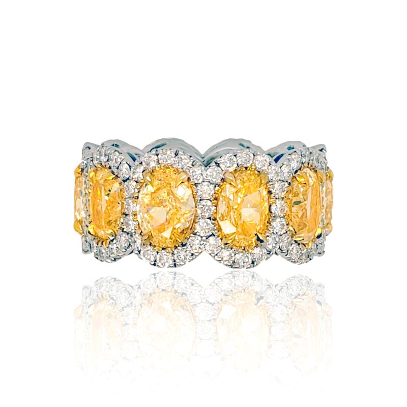 Two Tone Gold Yellow Oval Diamond Eternity Band