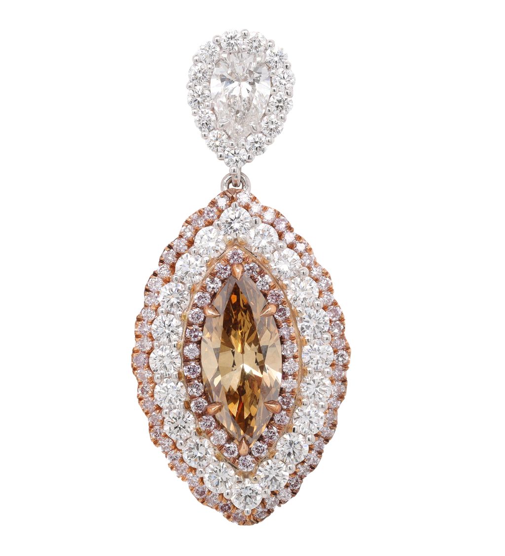 8.63ct Fancy Brown Marquise Drop Earrings