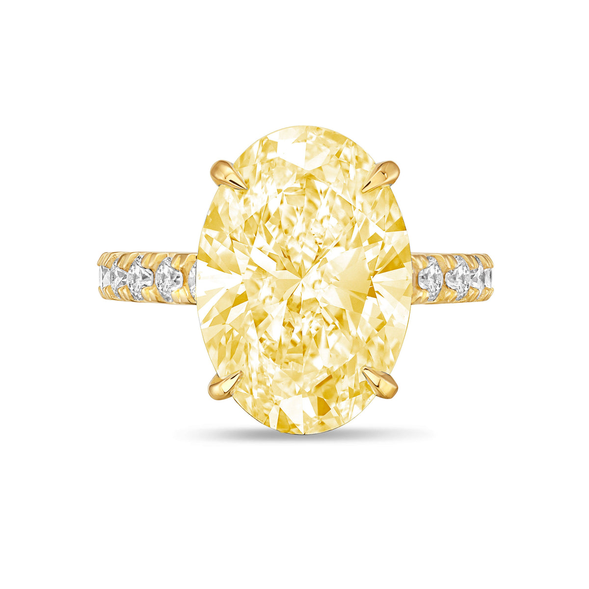 Lab-Grown Yellow Oval Diamond Ring With Accents, 14K Gold