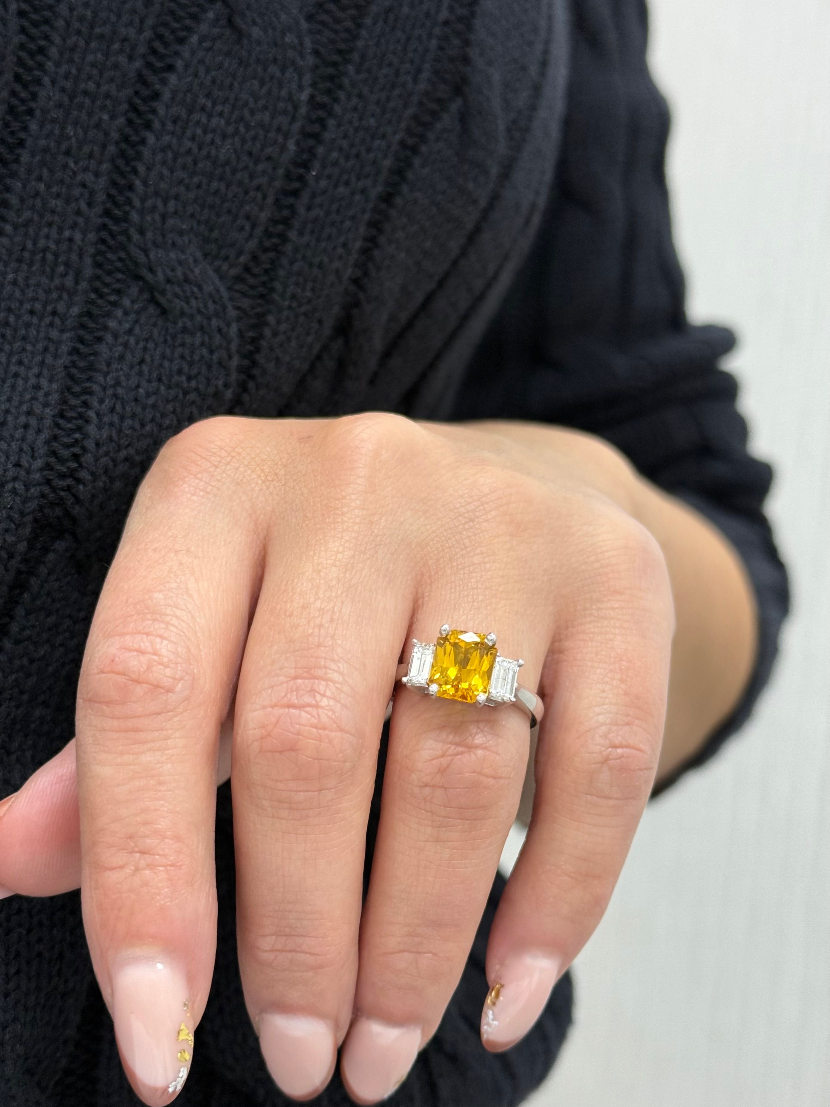Yellow sapphire Three-Stone Ring