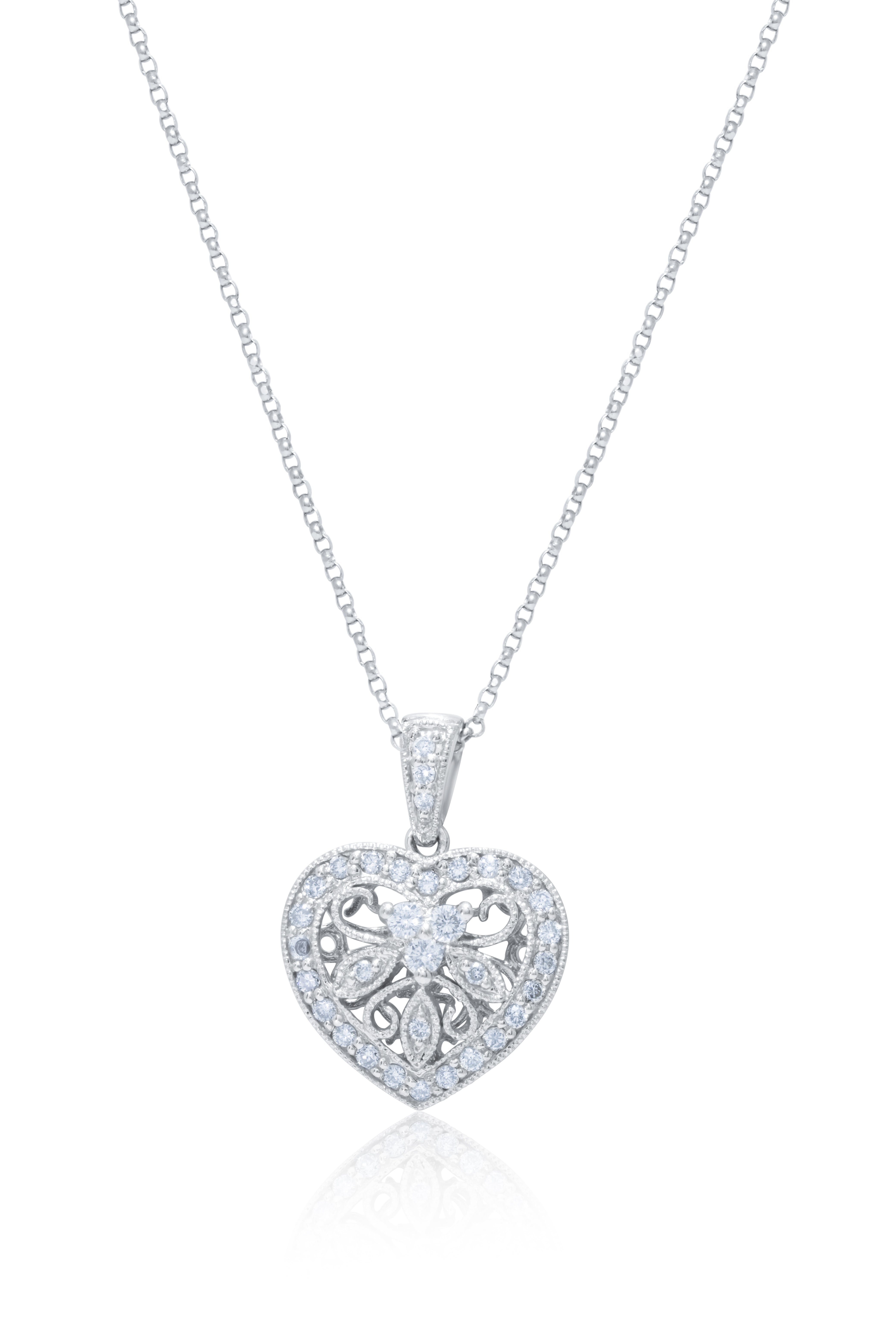 Filigree Diamond Heart Pendant