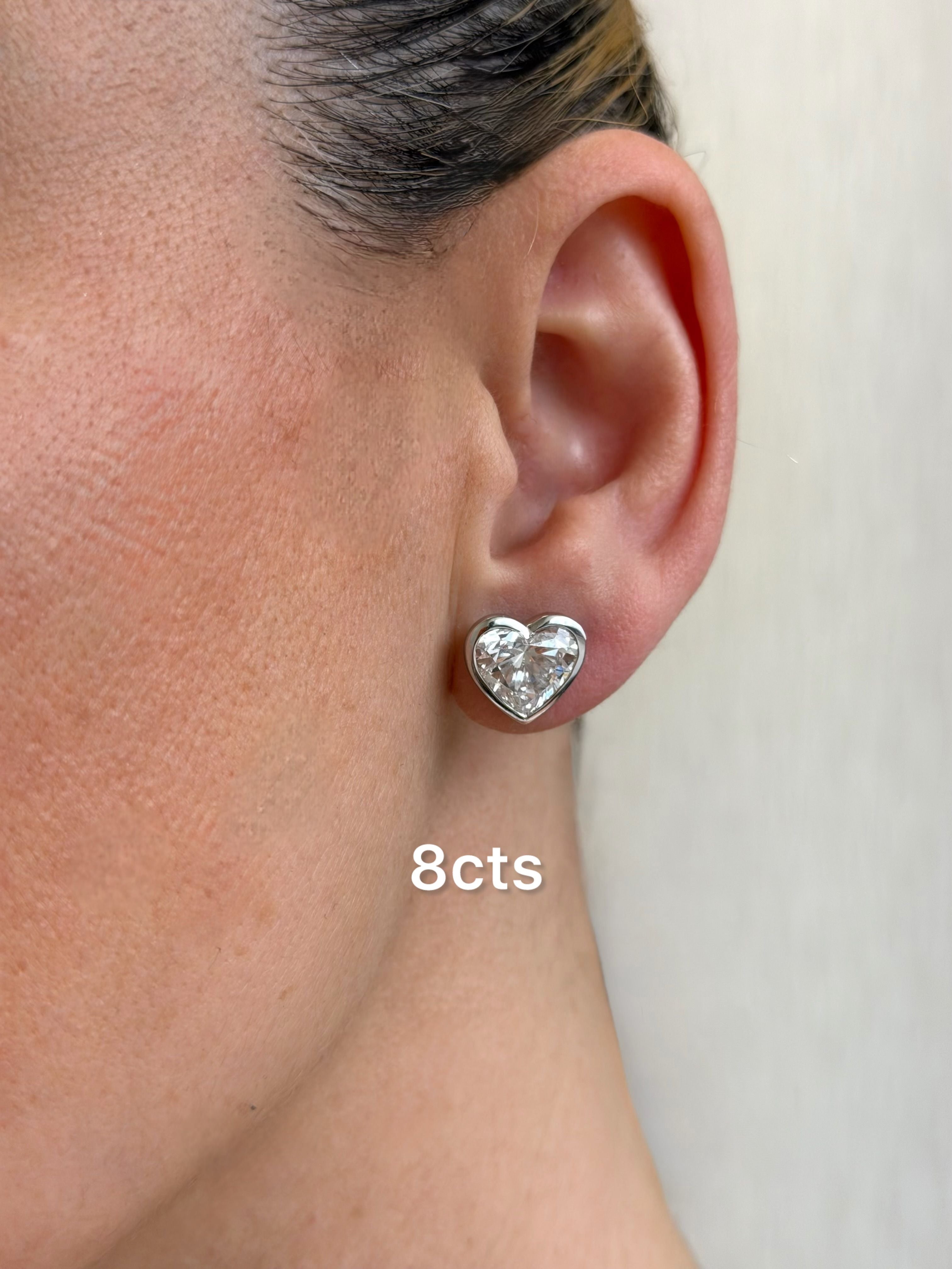 Lab Grown Heart Diamond Bezel Studs