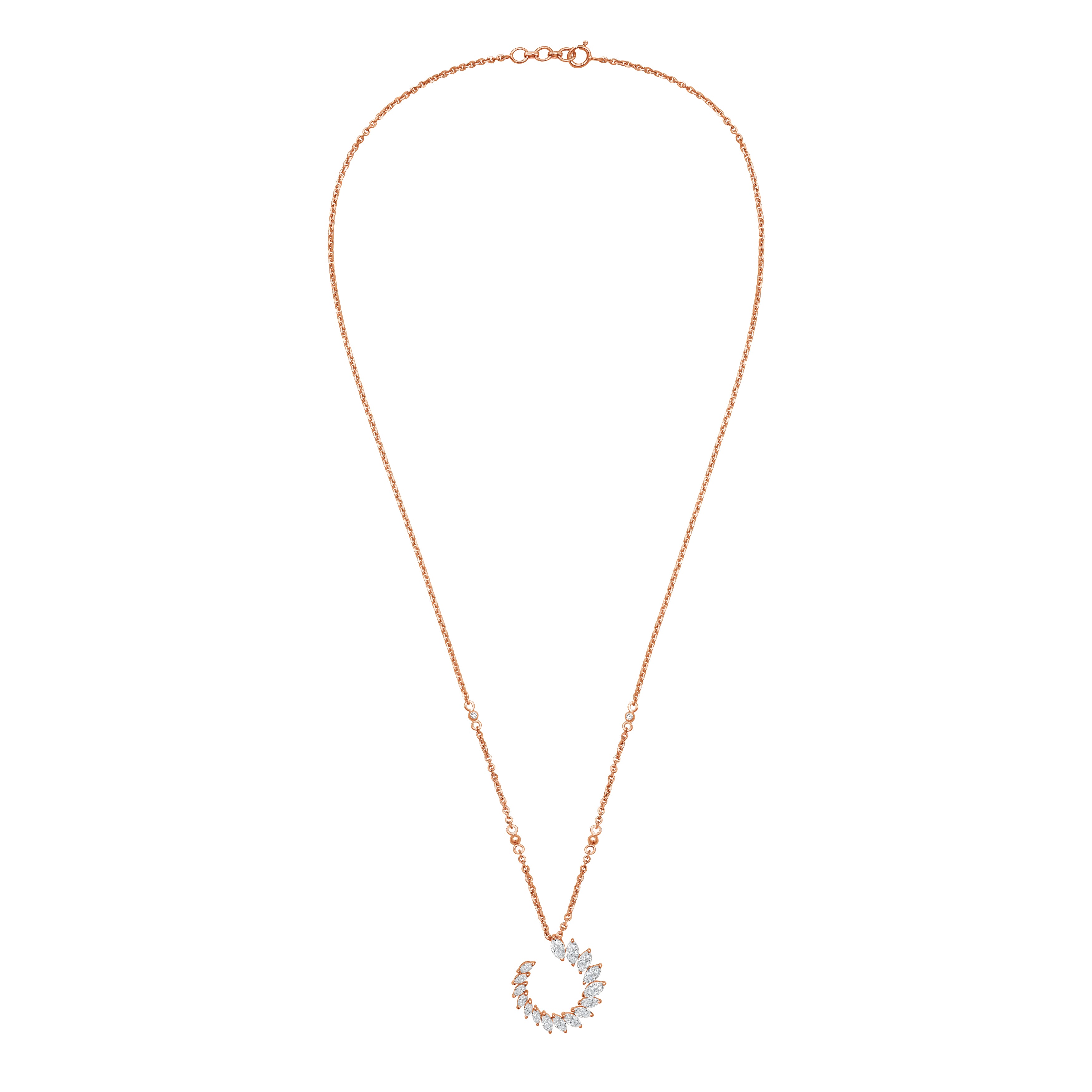 Lab Grown Marquise Diamond Crescent Swirl Pendant