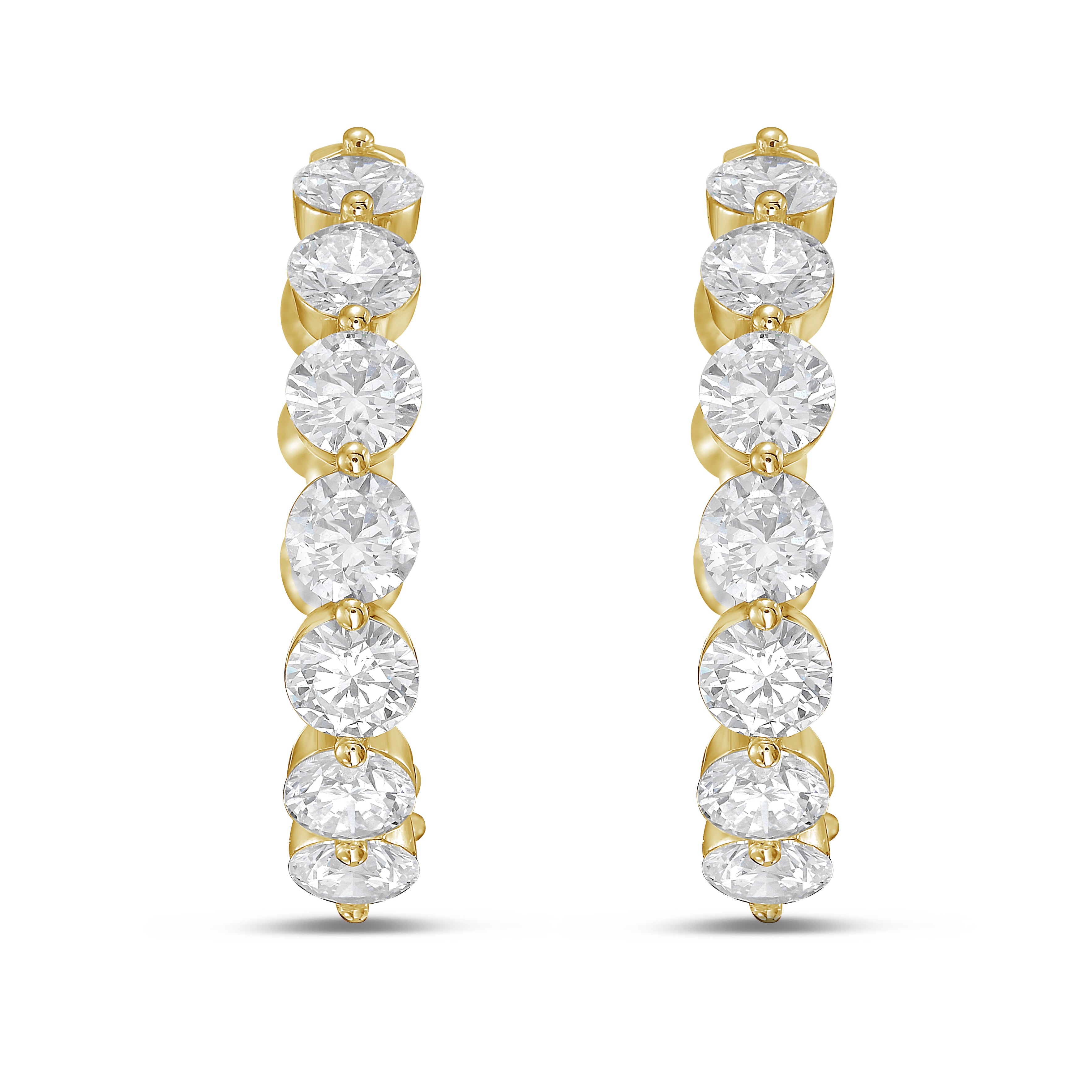 Lab Grown Shared Prong Round Diamond Hoop Earrings - 1.00"