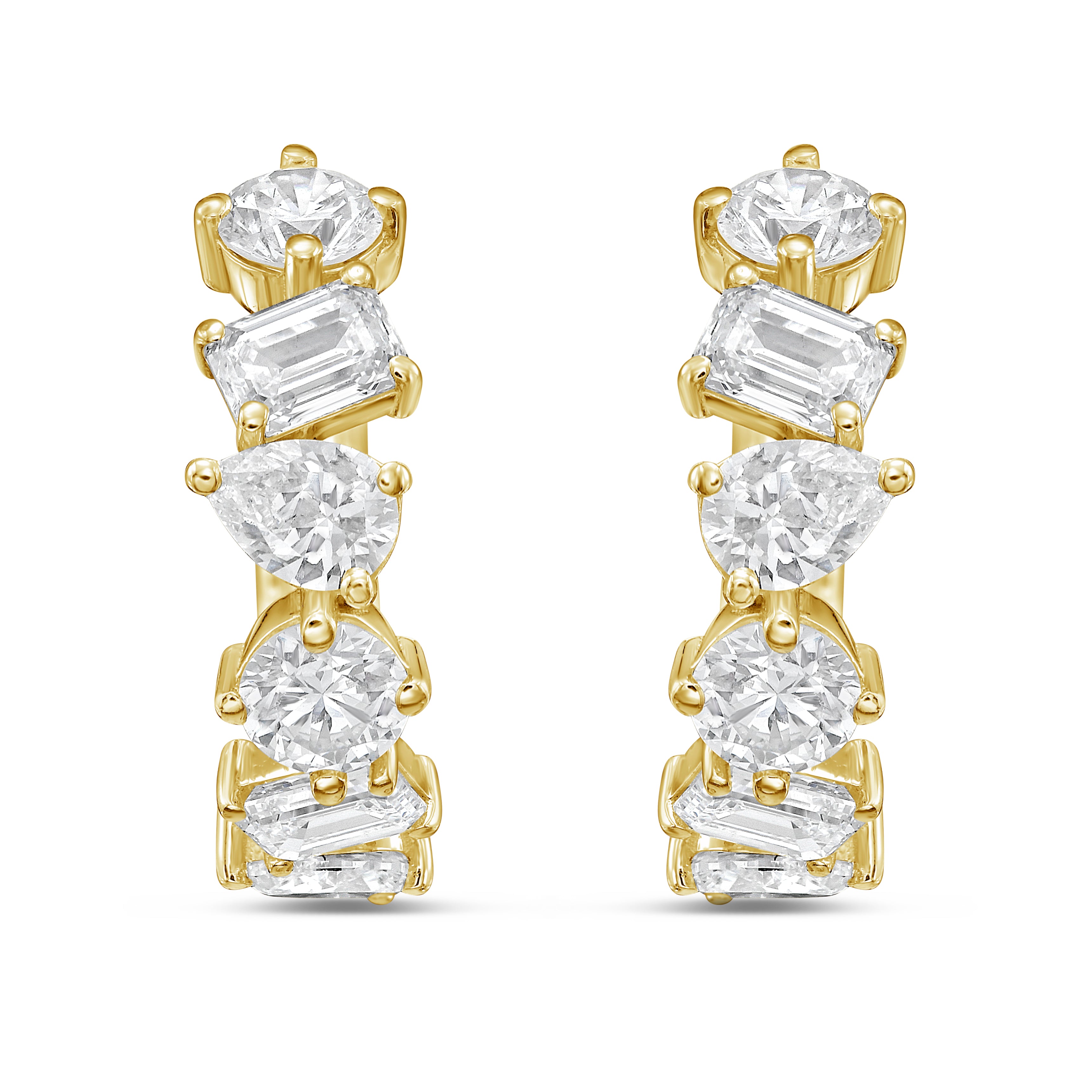 Lab Grown Multi-Shape Diamond Huggie Earrings - 0.50"