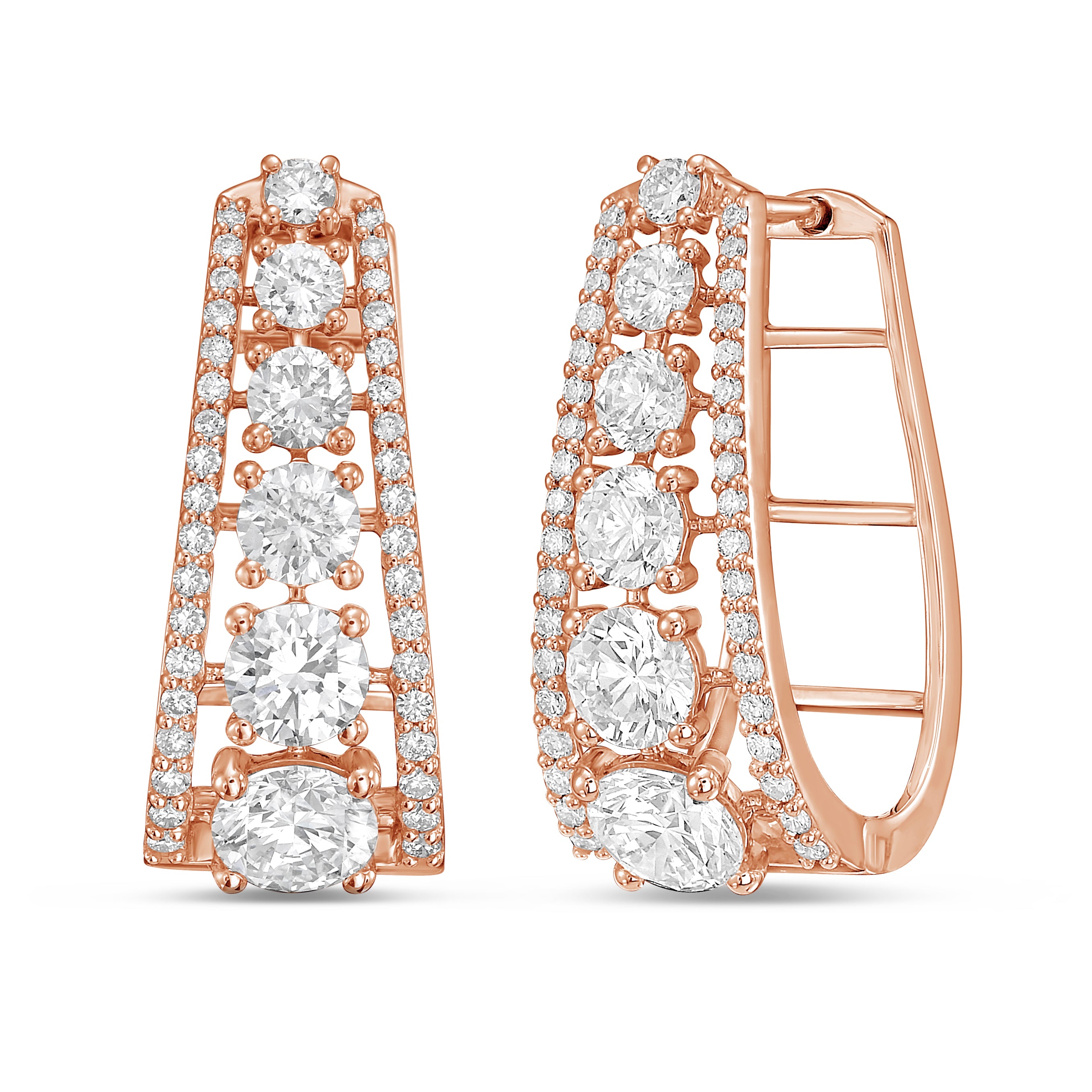 Lab Grown Round Diamond Pavé Hoop Earrings - 1.00"