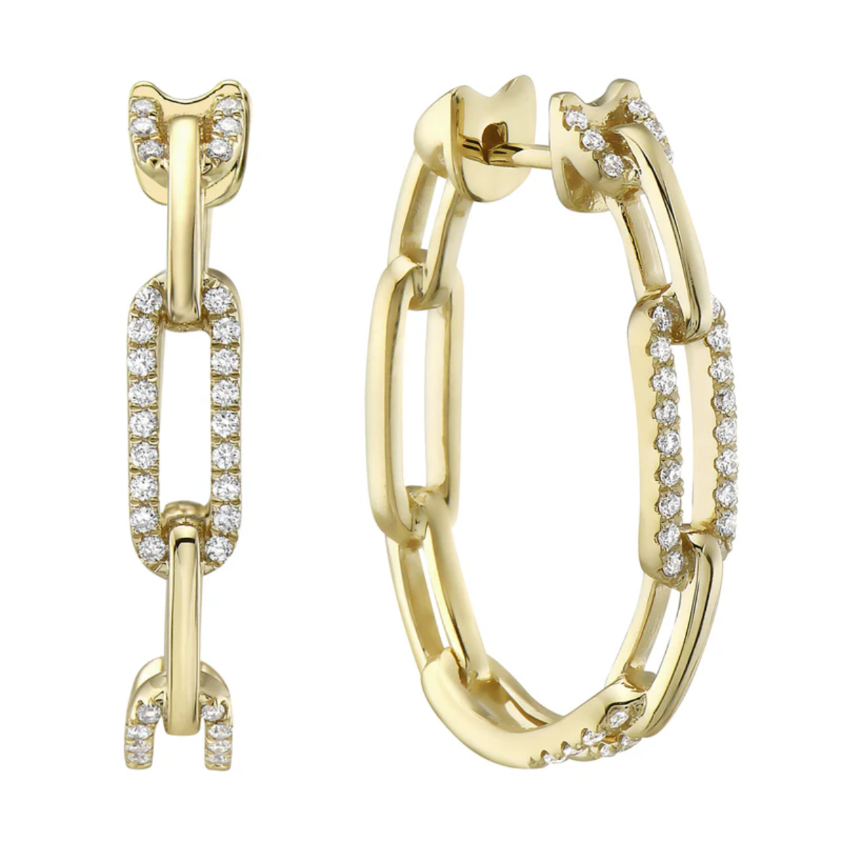 Pave Diamond Link Hoops