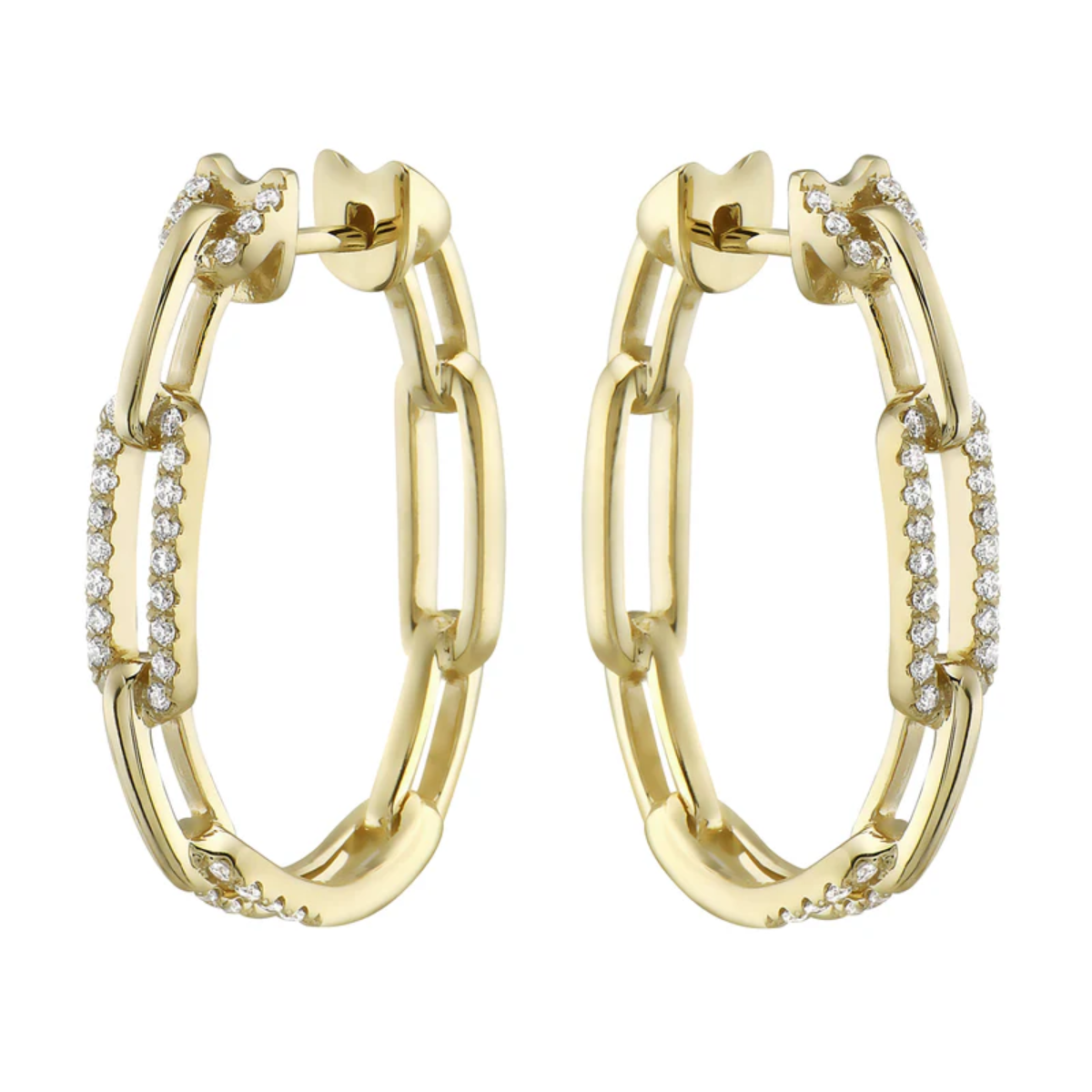 Pave Diamond Link Hoops