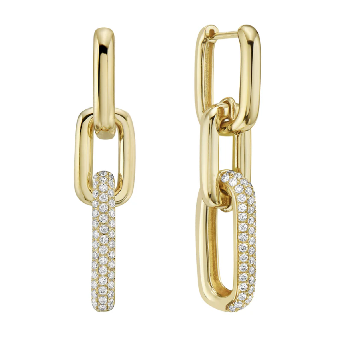 Pave Diamond Link Drop Earring