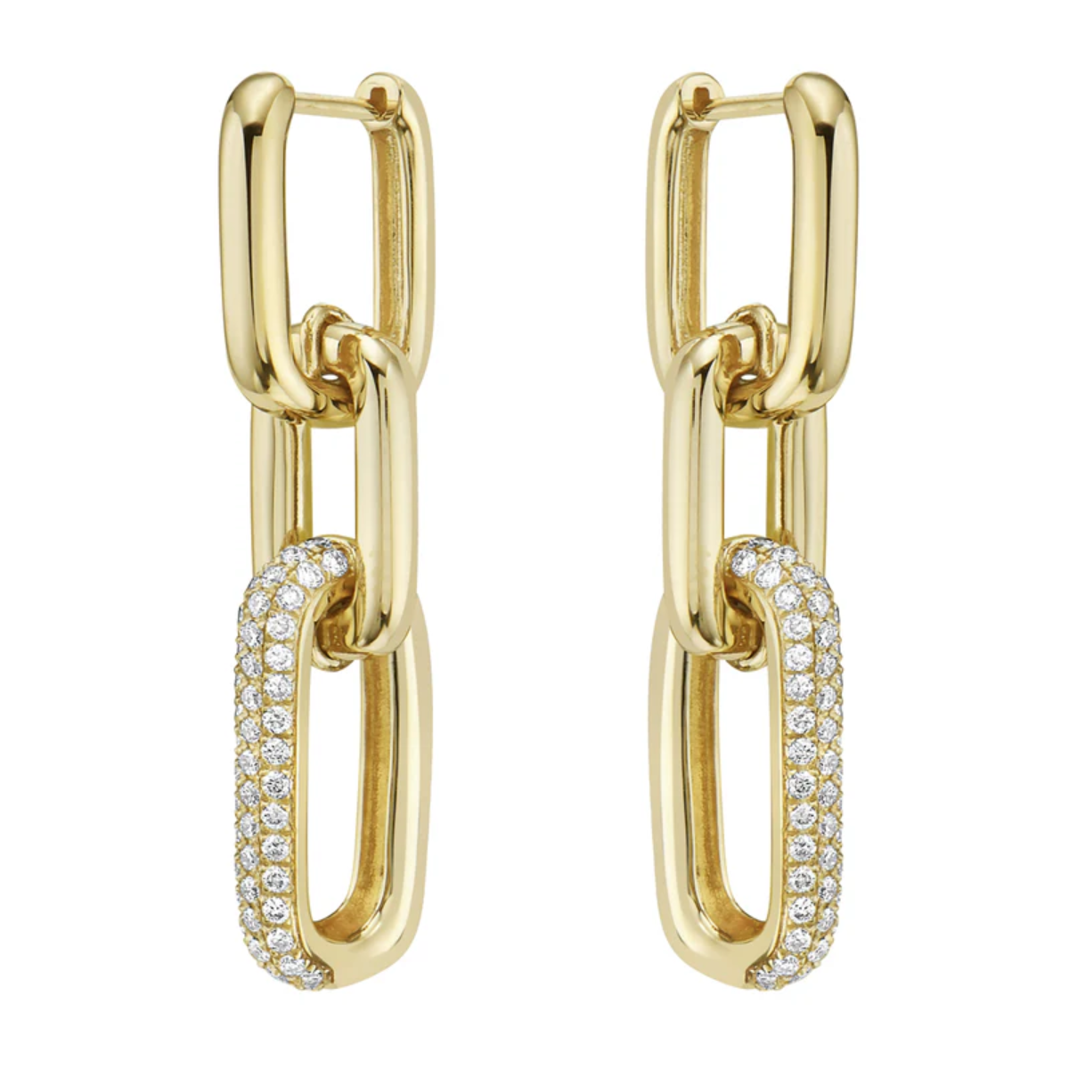 Pave Diamond Link Drop Earring