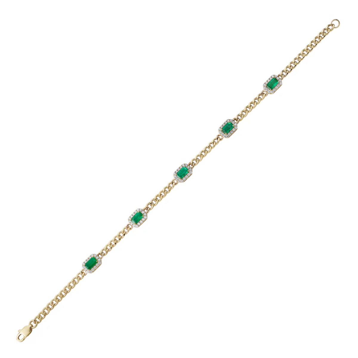 Emerald Halo Curb Link Bracelet