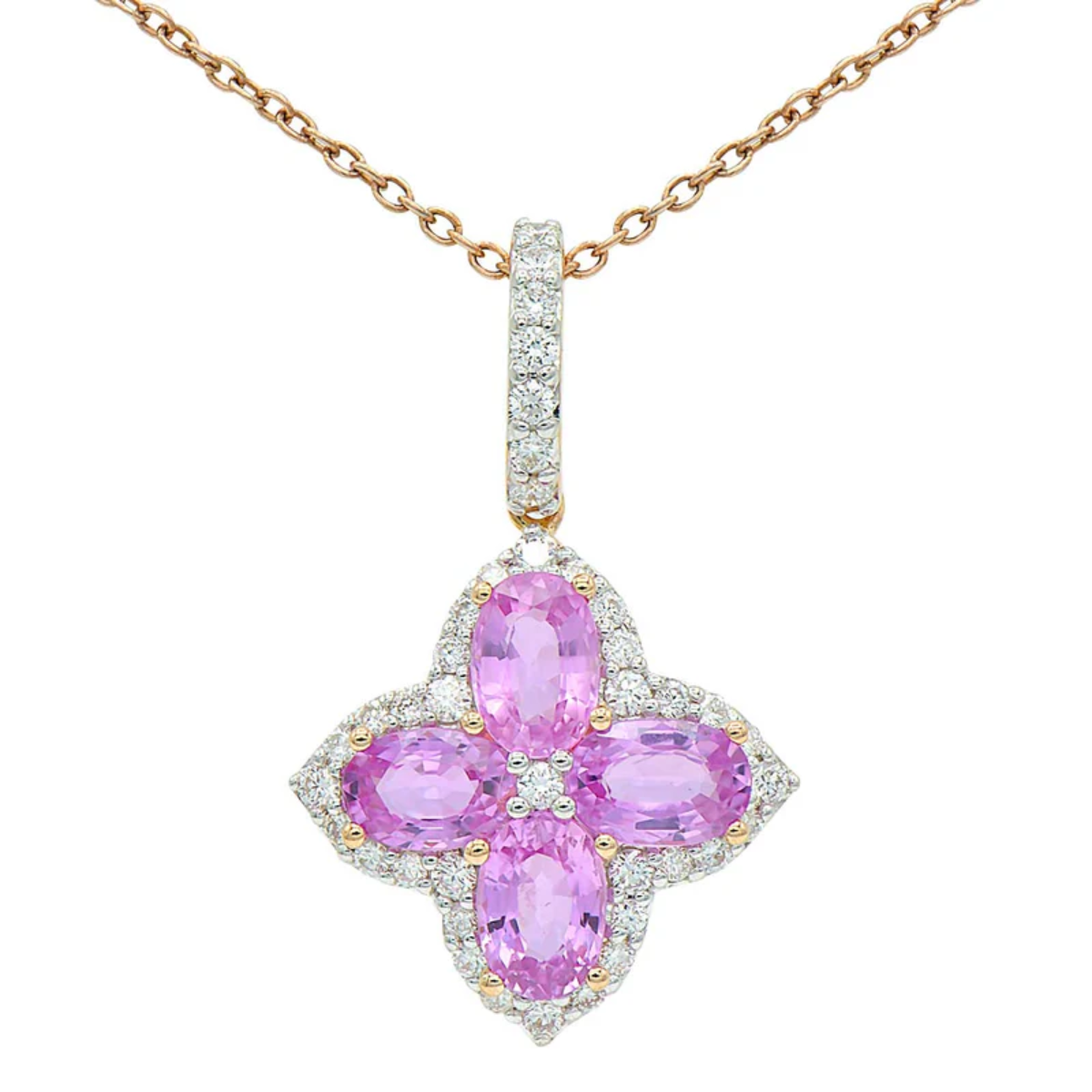 Diamond Pink Sapphire Motif Pendant