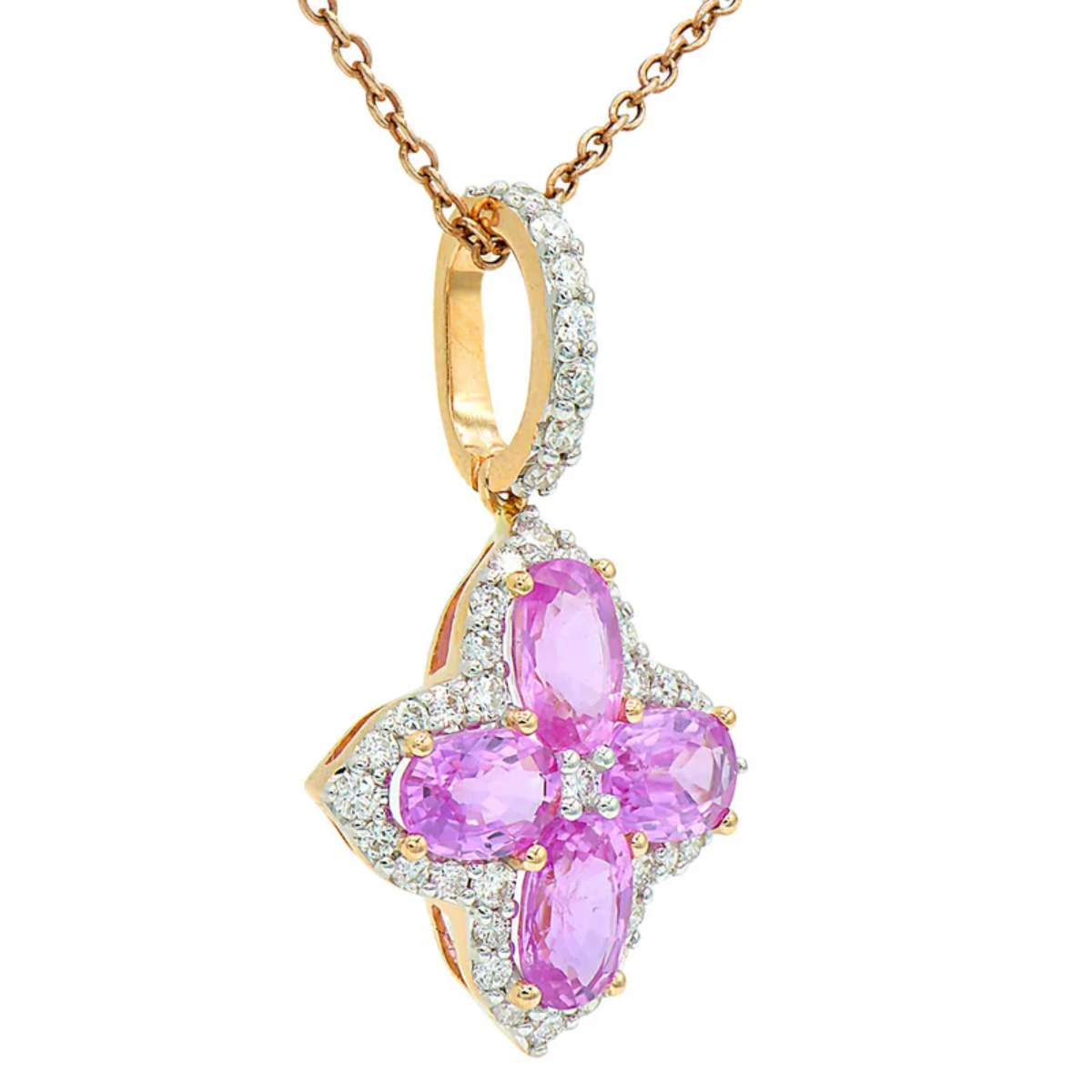 Diamond Pink Sapphire Motif Pendant