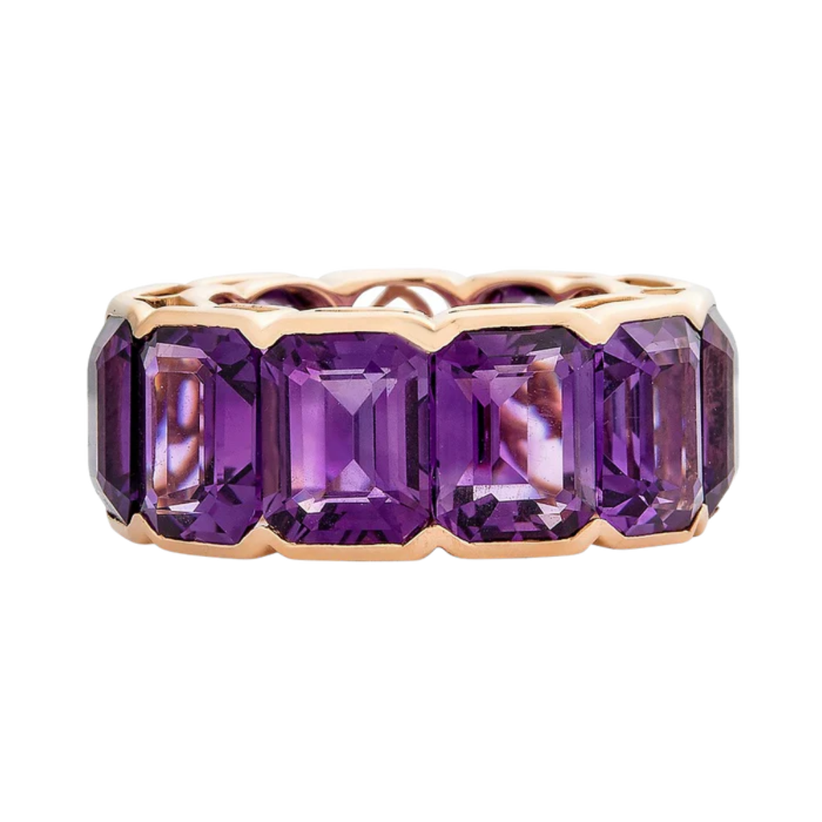 Amethyst Bezel Set Emerald Cut Eternity Band