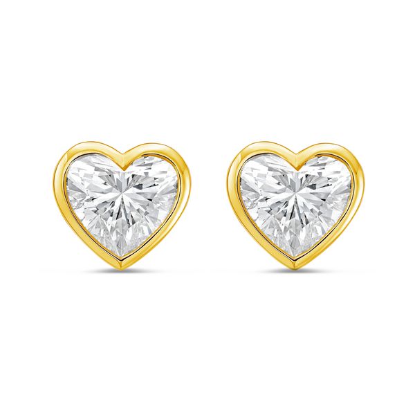 Lab Grown Heart Bezel Studs