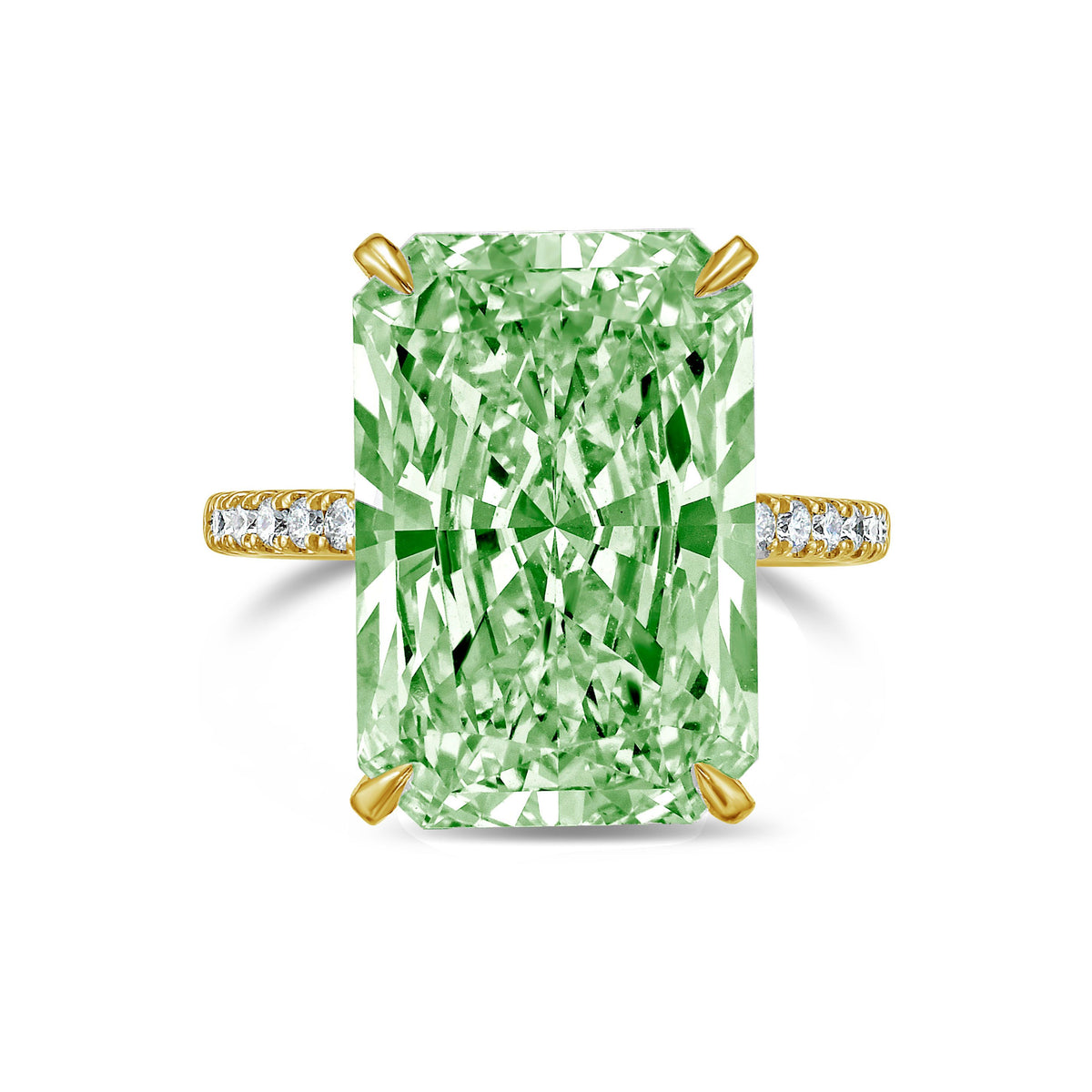 Lab-Grown Green Radiant Cut Diamond Engagement Ring, 14K Gold