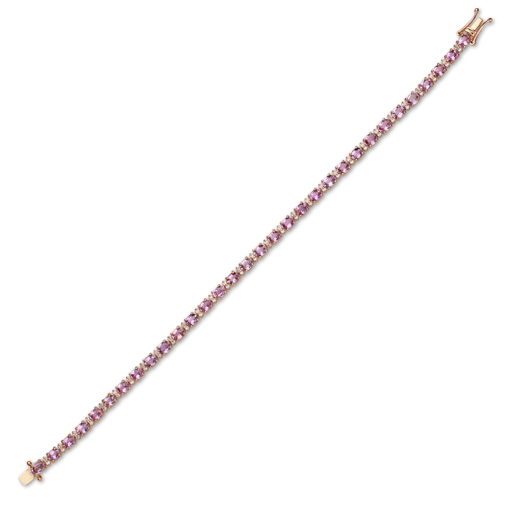 Oval Pink Sapphire Diamond Tennis Bracelet