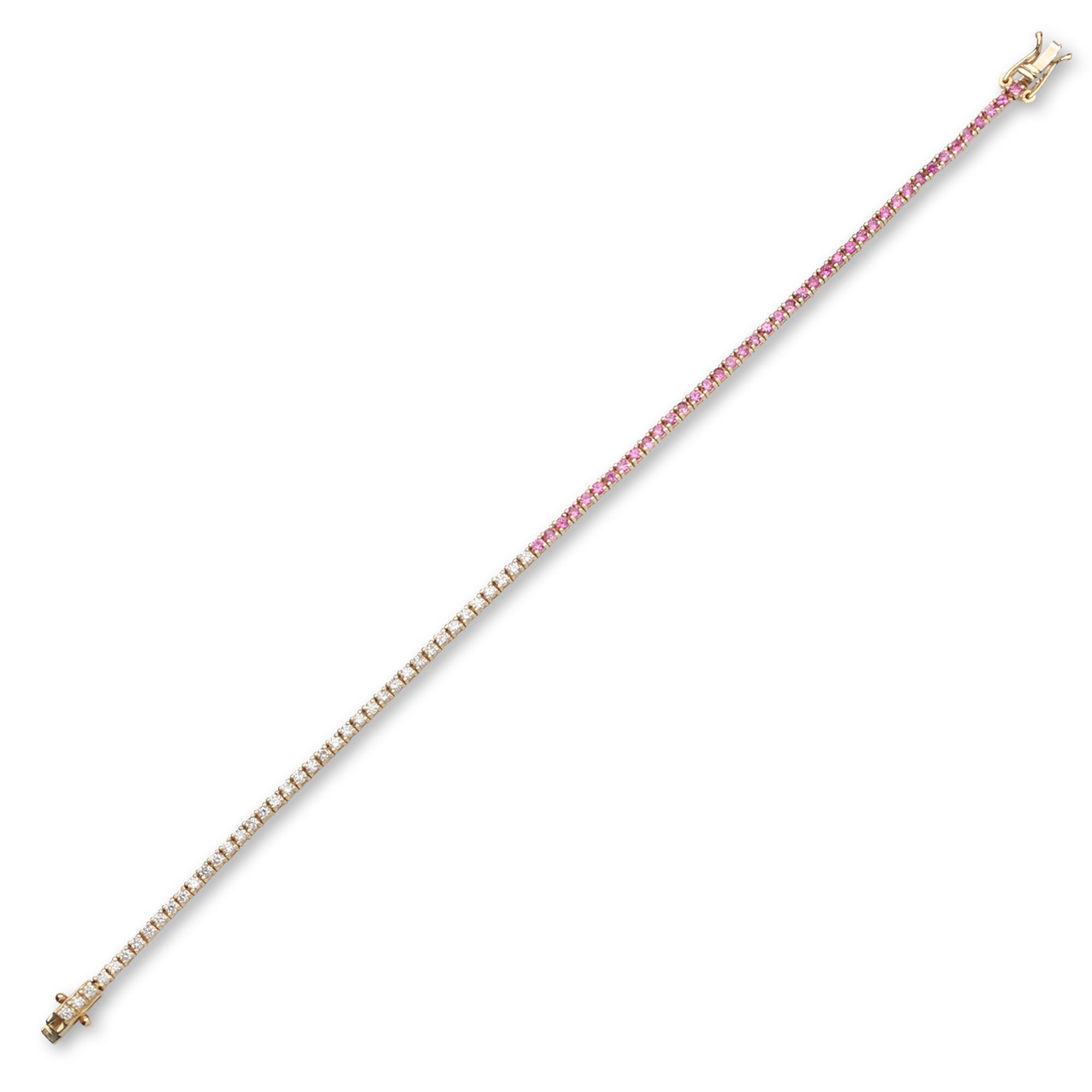 Half Pink Sapphire Diamond Tennis Bracelet