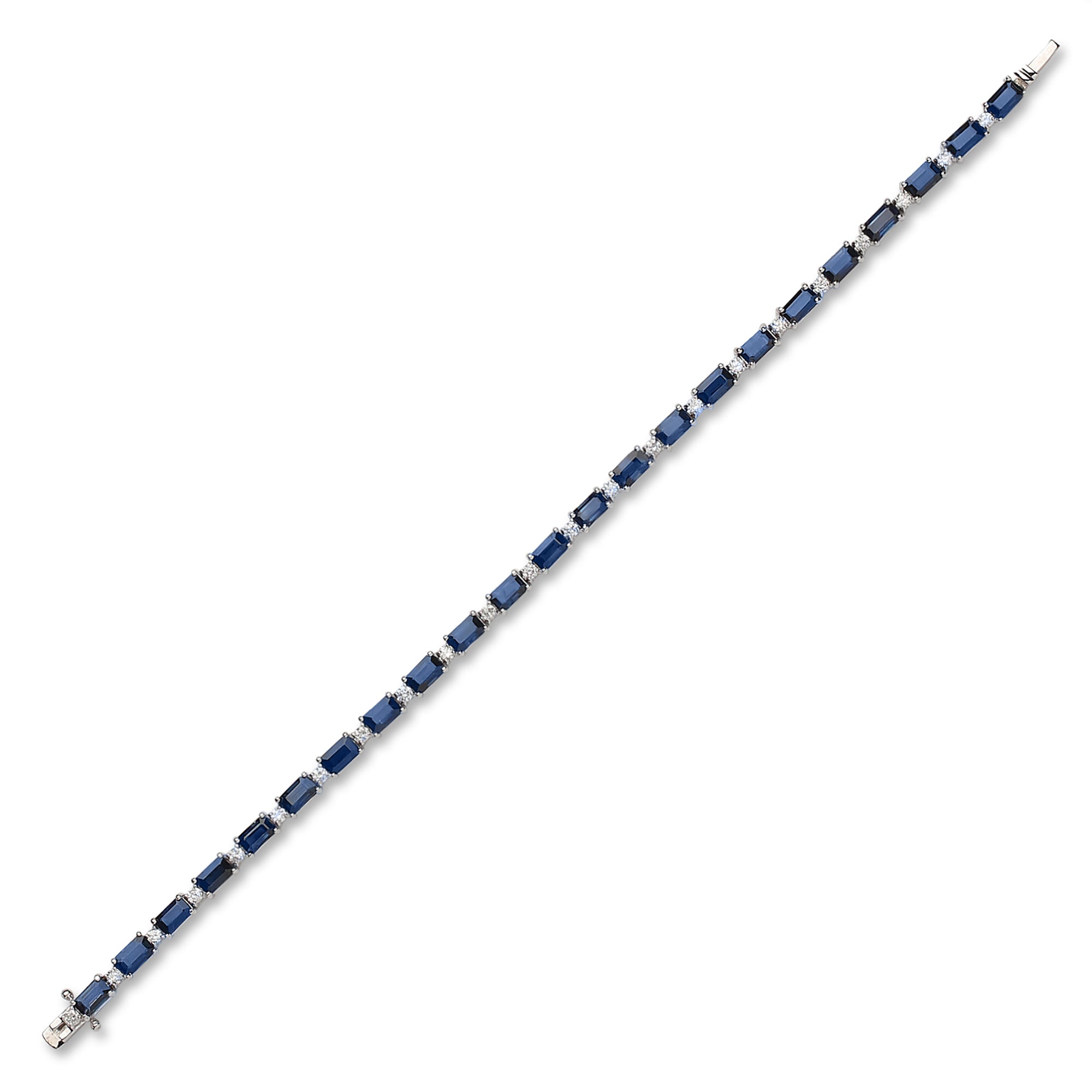 Baguette Sapphire Diamond Tennis Bracelet