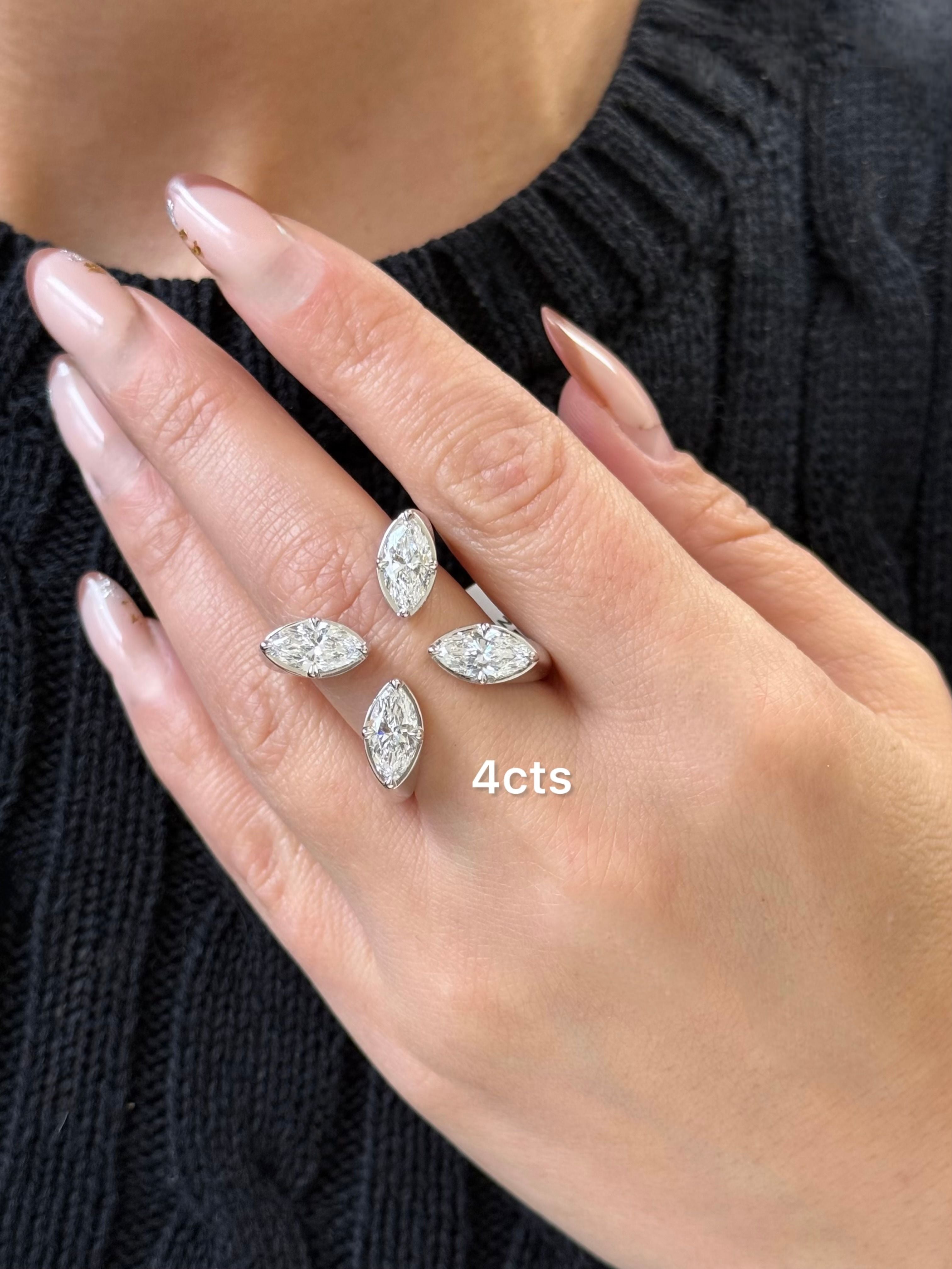 Lab Grown Marquise Floating Diamond Ring