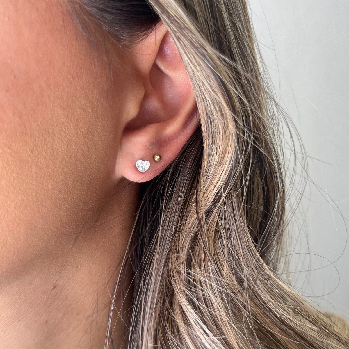 Bezel Heart Diamond Studs