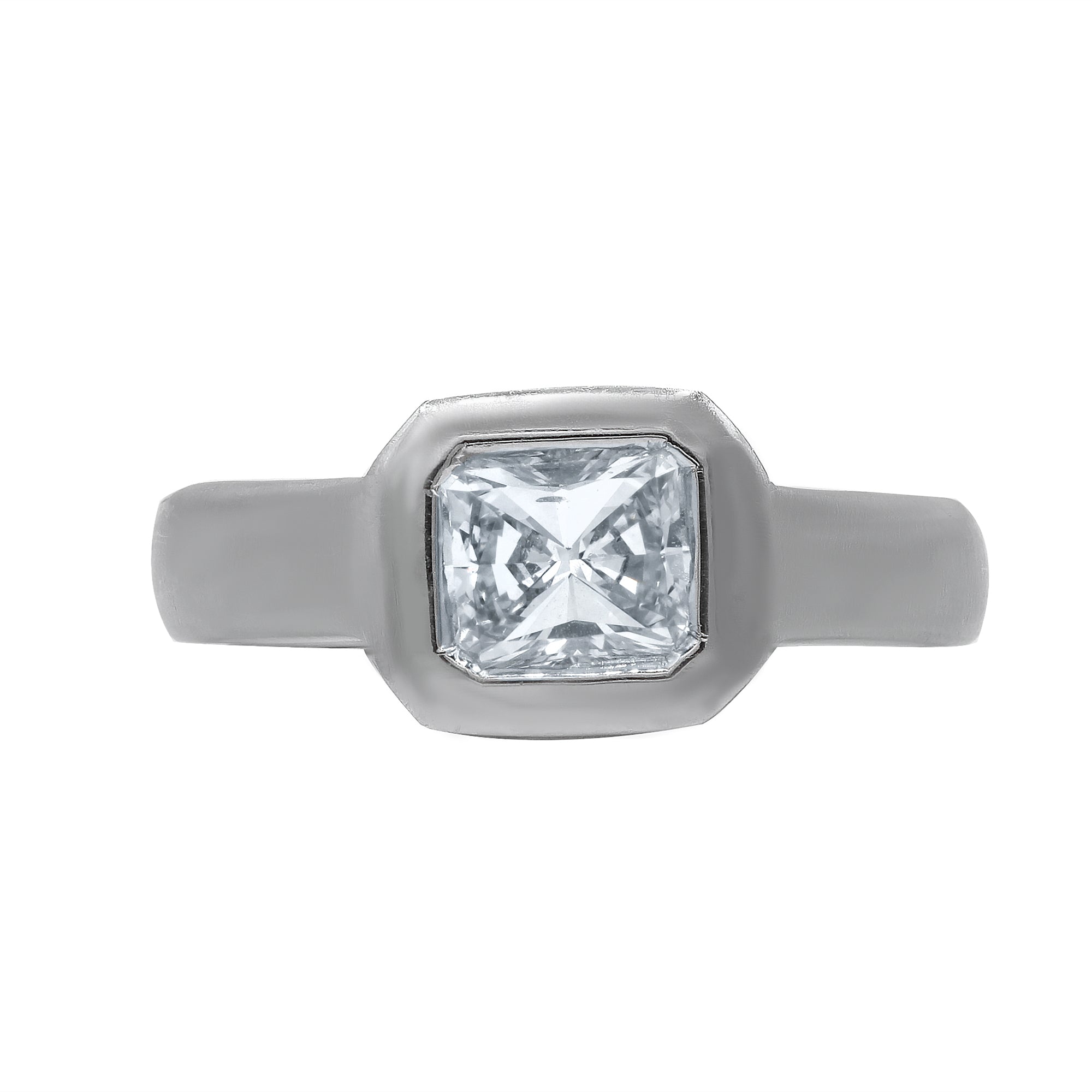 Bezel Set Radiant Cut Diamond Engagement Ring