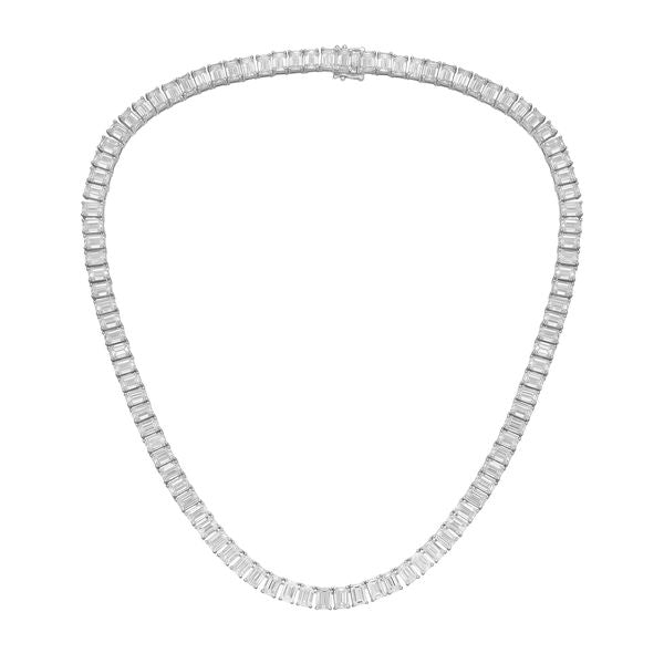 Lab Grown Emerald Cut Tennis Necklace